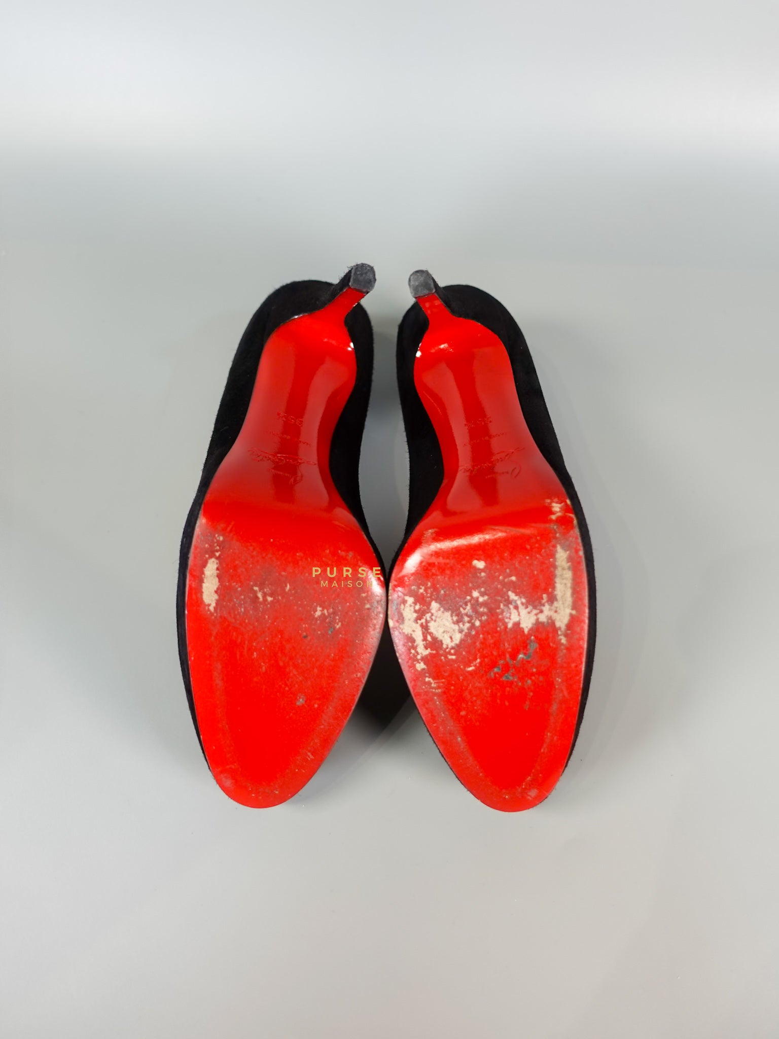 Louboutin Black Suede Hidden Platform Pumps Heels (Size 35.5EU 22.5cm) | Purse Maison Luxury Bags Shop