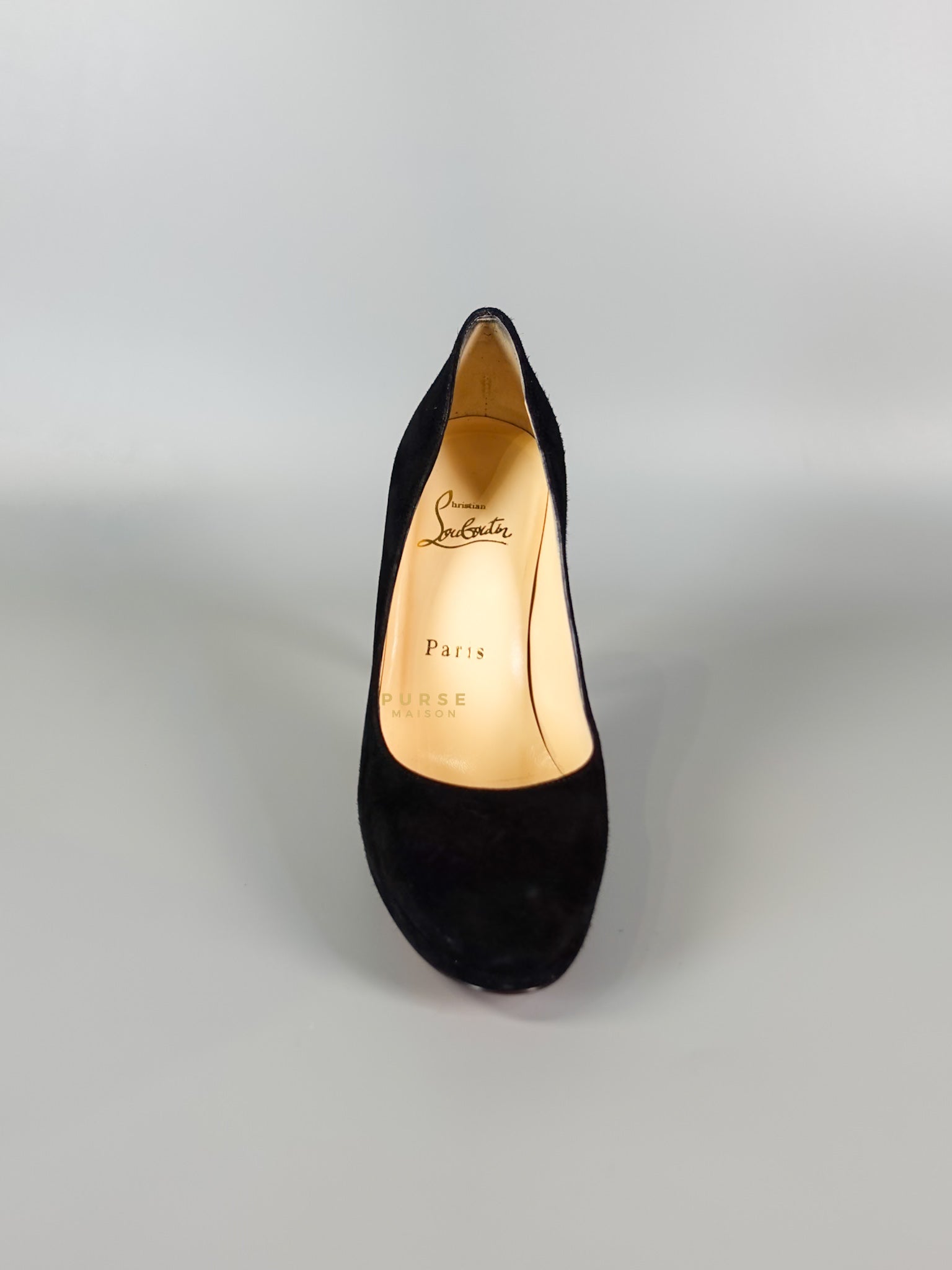 Louboutin Black Suede Hidden Platform Pumps Heels (Size 35.5EU 22.5cm) | Purse Maison Luxury Bags Shop
