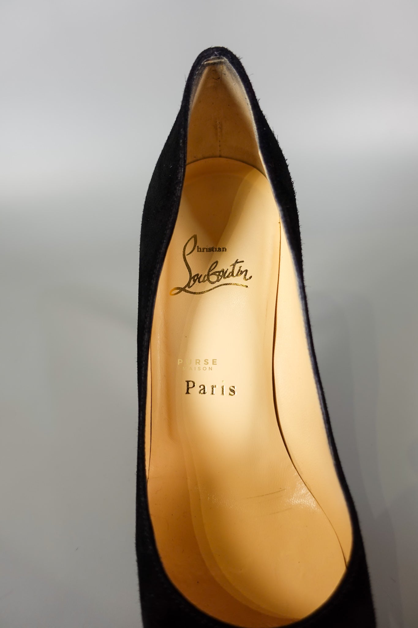 Louboutin Black Suede Hidden Platform Pumps Heels (Size 35.5EU 22.5cm) | Purse Maison Luxury Bags Shop