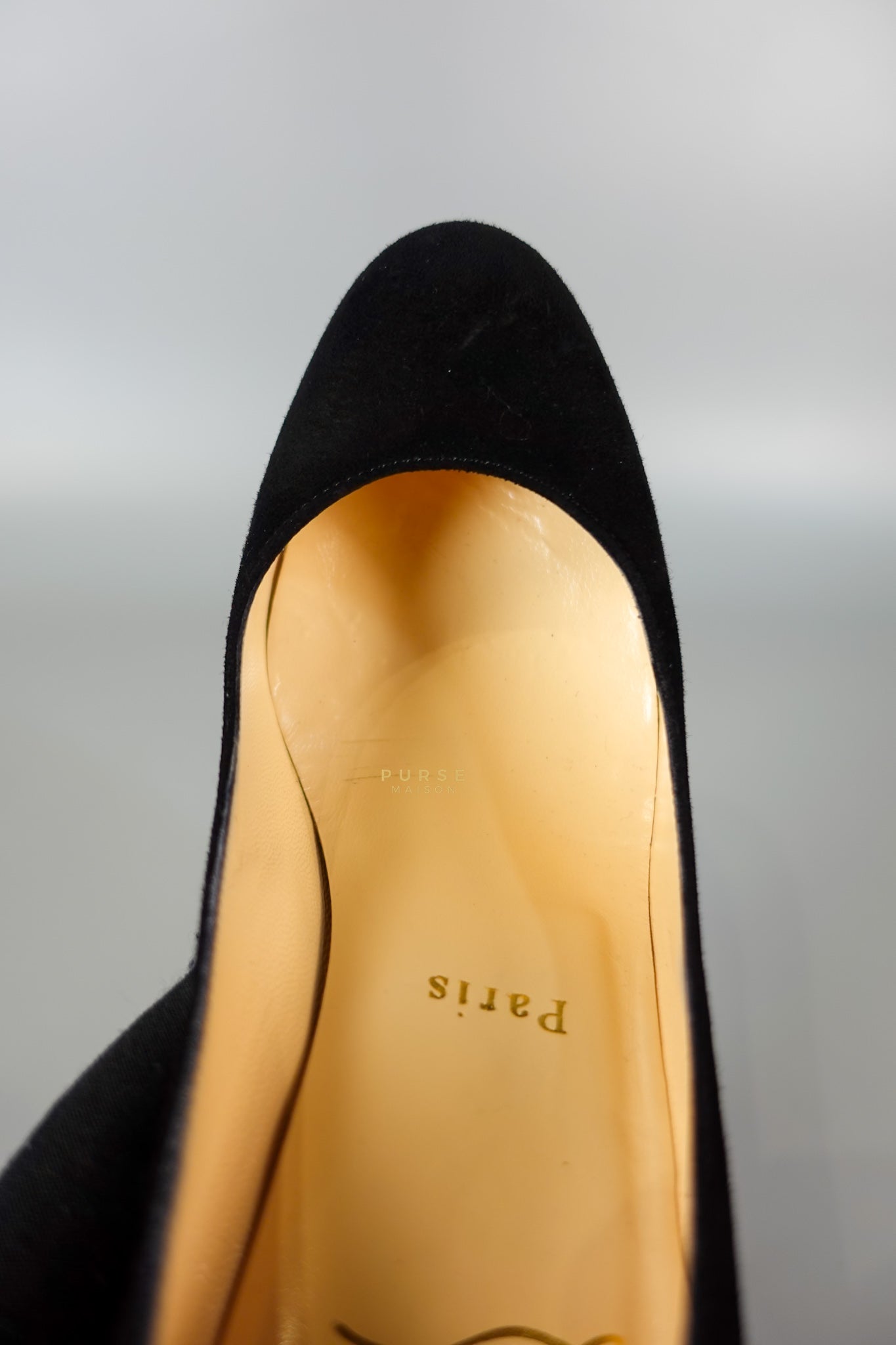 Louboutin Black Suede Hidden Platform Pumps Heels (Size 35.5EU 22.5cm) | Purse Maison Luxury Bags Shop