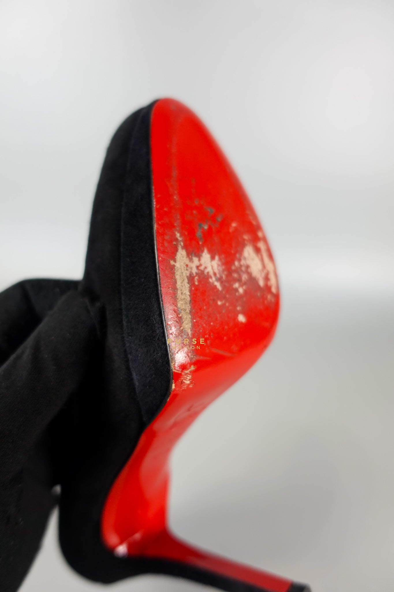 Louboutin Black Suede Hidden Platform Pumps Heels (Size 35.5EU 22.5cm) | Purse Maison Luxury Bags Shop