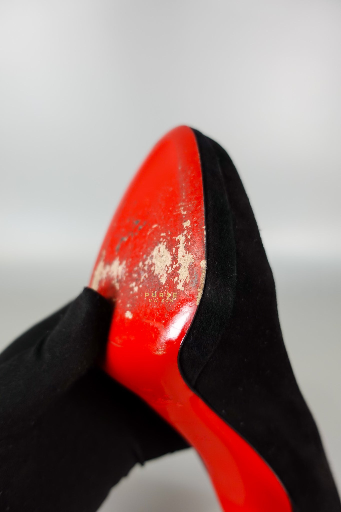 Louboutin Black Suede Hidden Platform Pumps Heels (Size 35.5EU 22.5cm) | Purse Maison Luxury Bags Shop