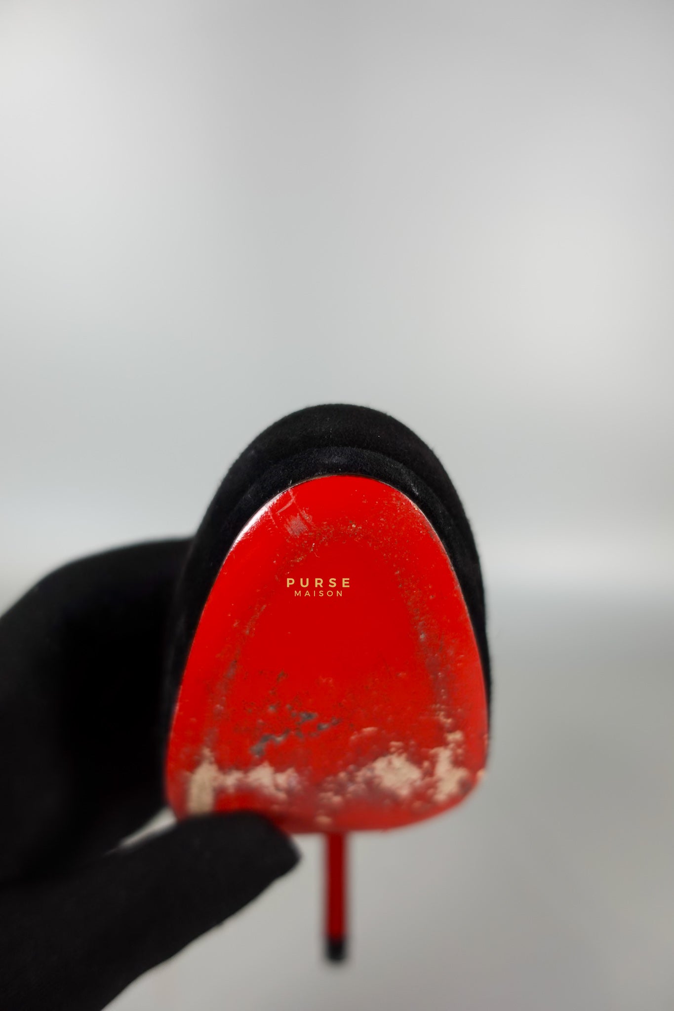 Louboutin Black Suede Hidden Platform Pumps Heels (Size 35.5EU 22.5cm) | Purse Maison Luxury Bags Shop