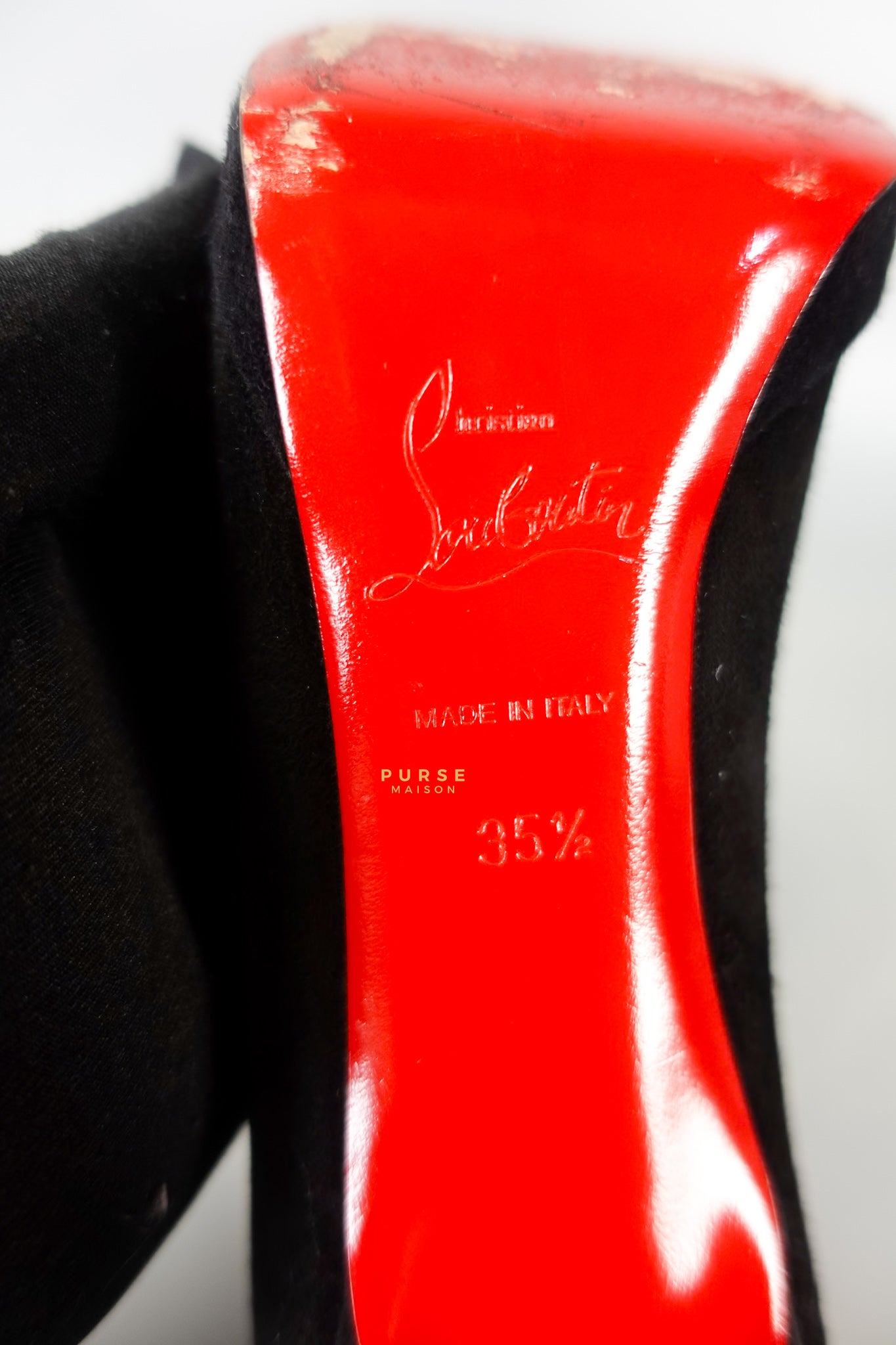 Louboutin Black Suede Hidden Platform Pumps Heels (Size 35.5EU 22.5cm) | Purse Maison Luxury Bags Shop