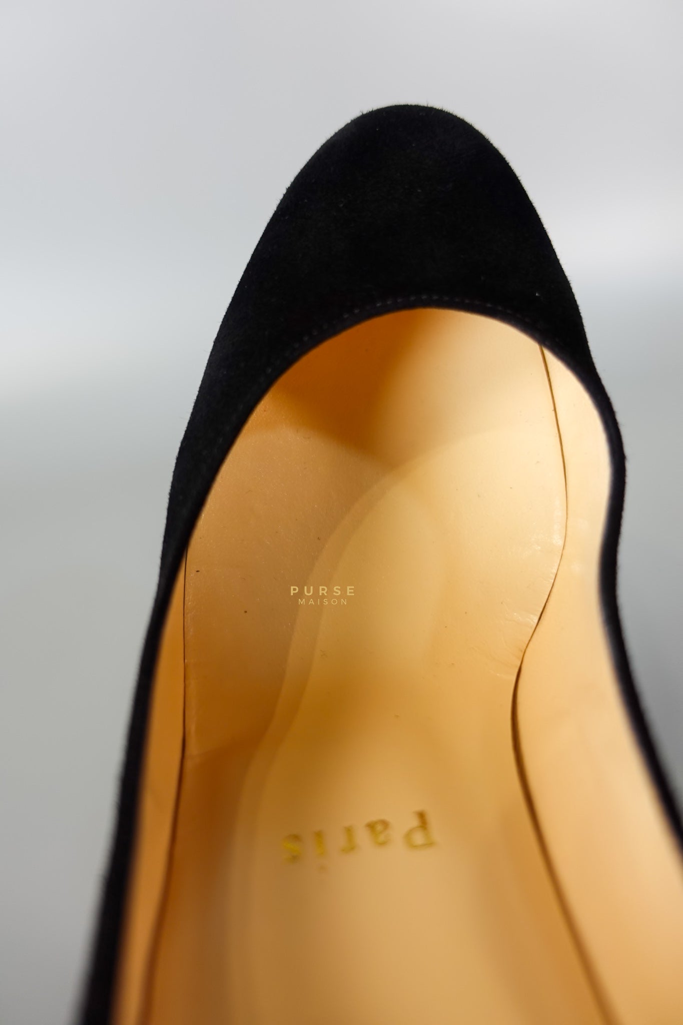 Louboutin Black Suede Hidden Platform Pumps Heels (Size 35.5EU 22.5cm) | Purse Maison Luxury Bags Shop