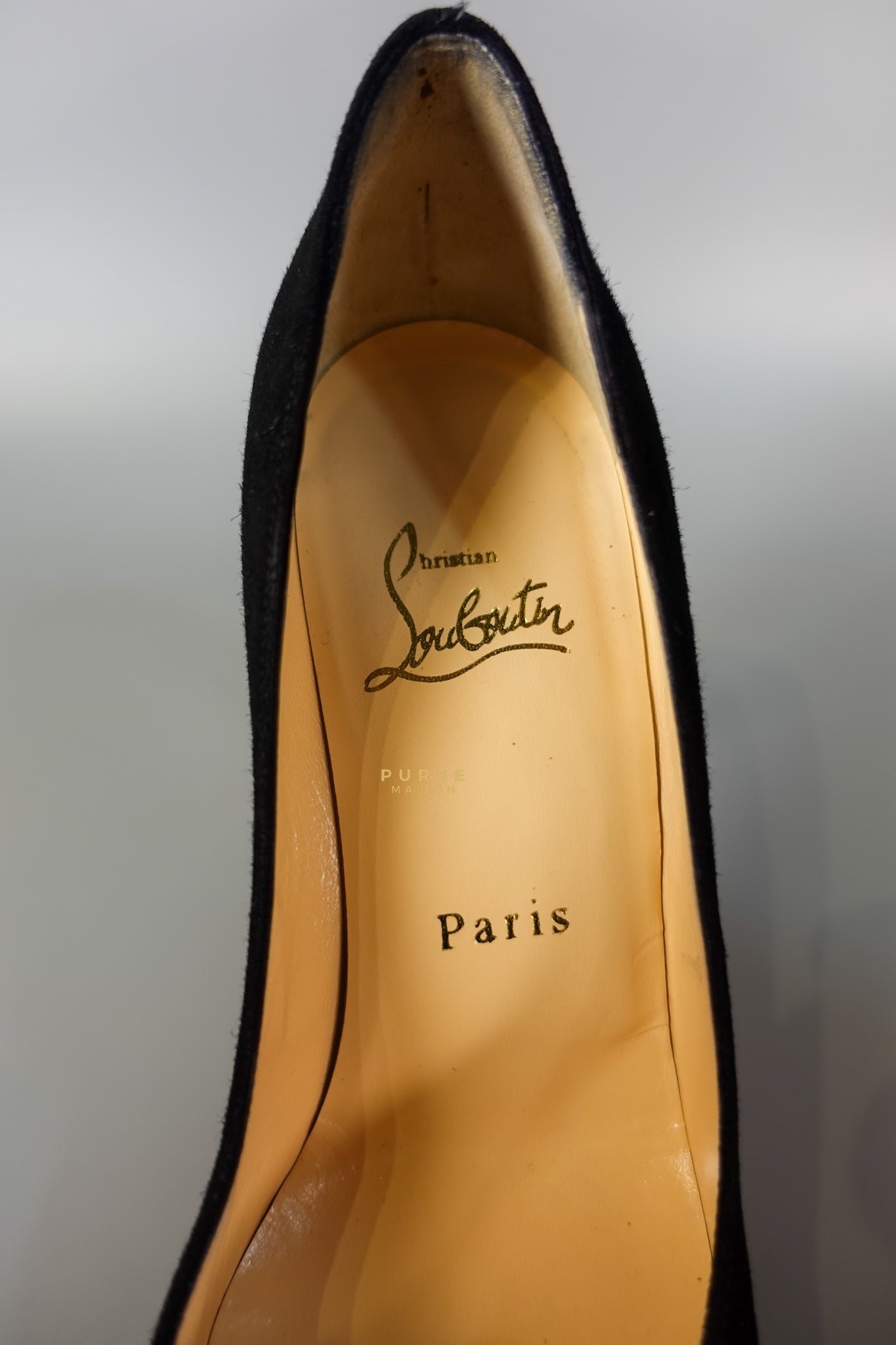 Louboutin Black Suede Hidden Platform Pumps Heels (Size 35.5EU 22.5cm) | Purse Maison Luxury Bags Shop