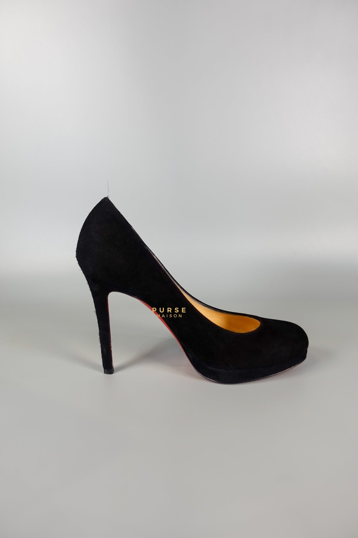 Louboutin Black Suede Hidden Platform Pumps Heels (Size 35.5EU 22.5cm) | Purse Maison Luxury Bags Shop