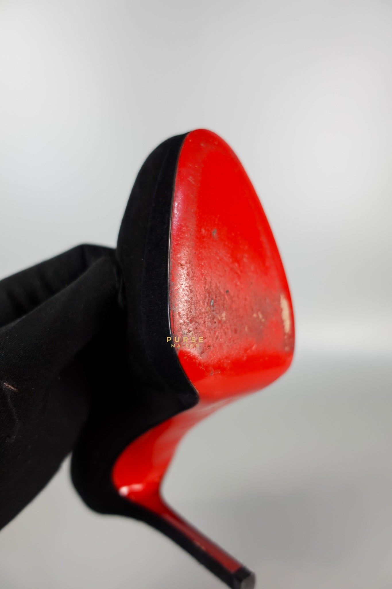 Louboutin Black Suede Hidden Platform Pumps Heels (Size 35.5EU 22.5cm) | Purse Maison Luxury Bags Shop