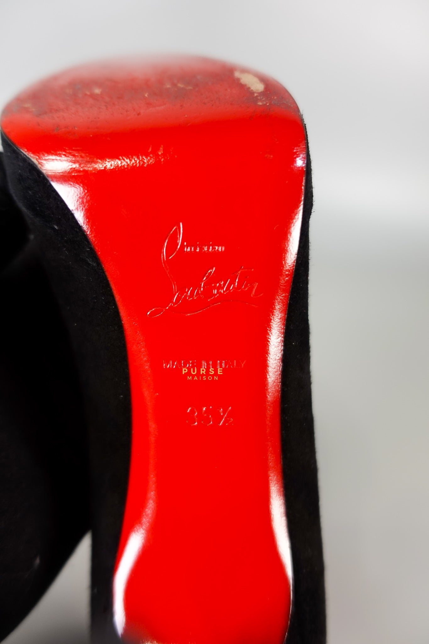 Louboutin Black Suede Hidden Platform Pumps Heels (Size 35.5EU 22.5cm) | Purse Maison Luxury Bags Shop