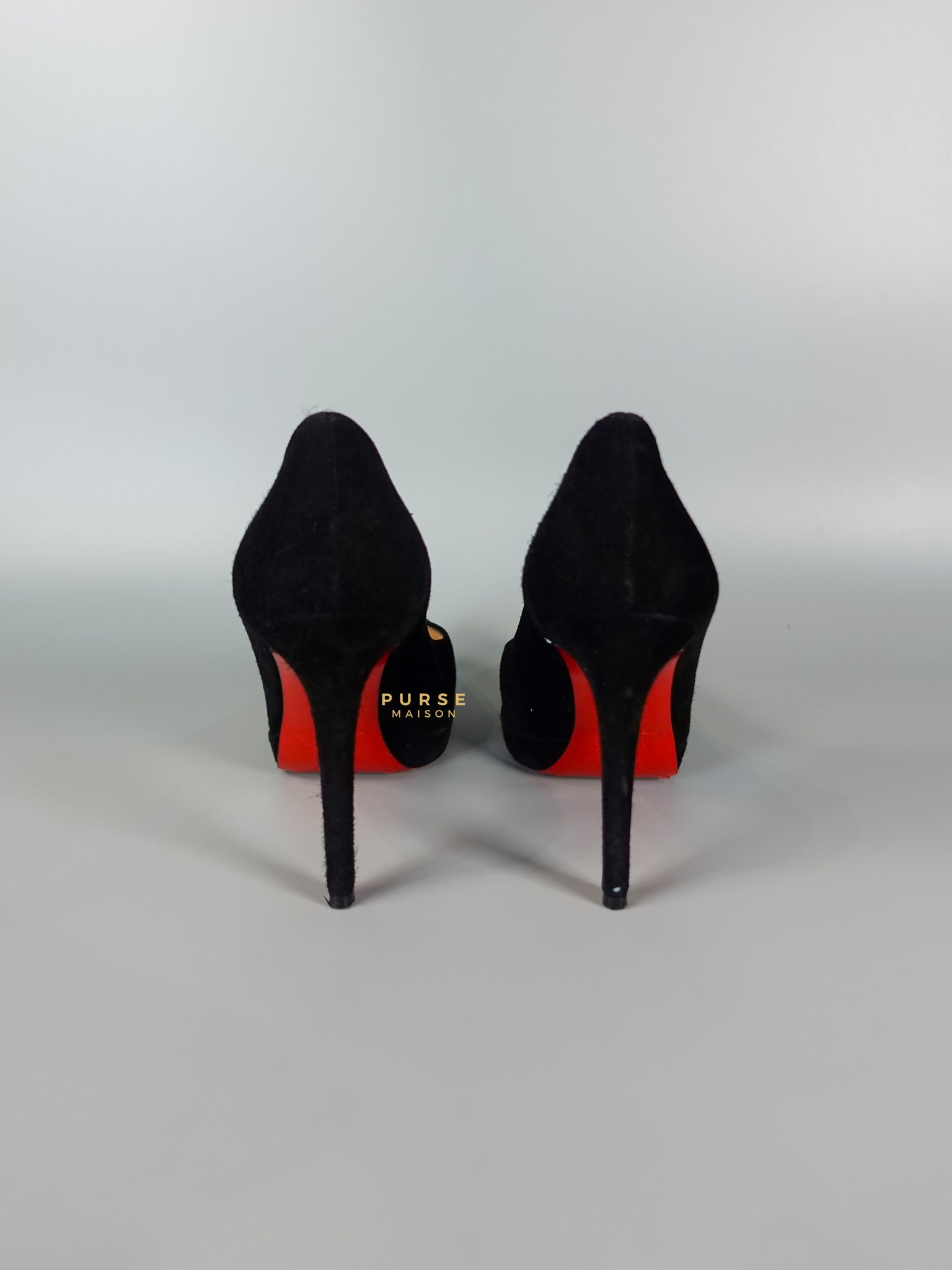 Louboutin Black Suede Hidden Platform Pumps Heels (Size 35.5EU 22.5cm) | Purse Maison Luxury Bags Shop