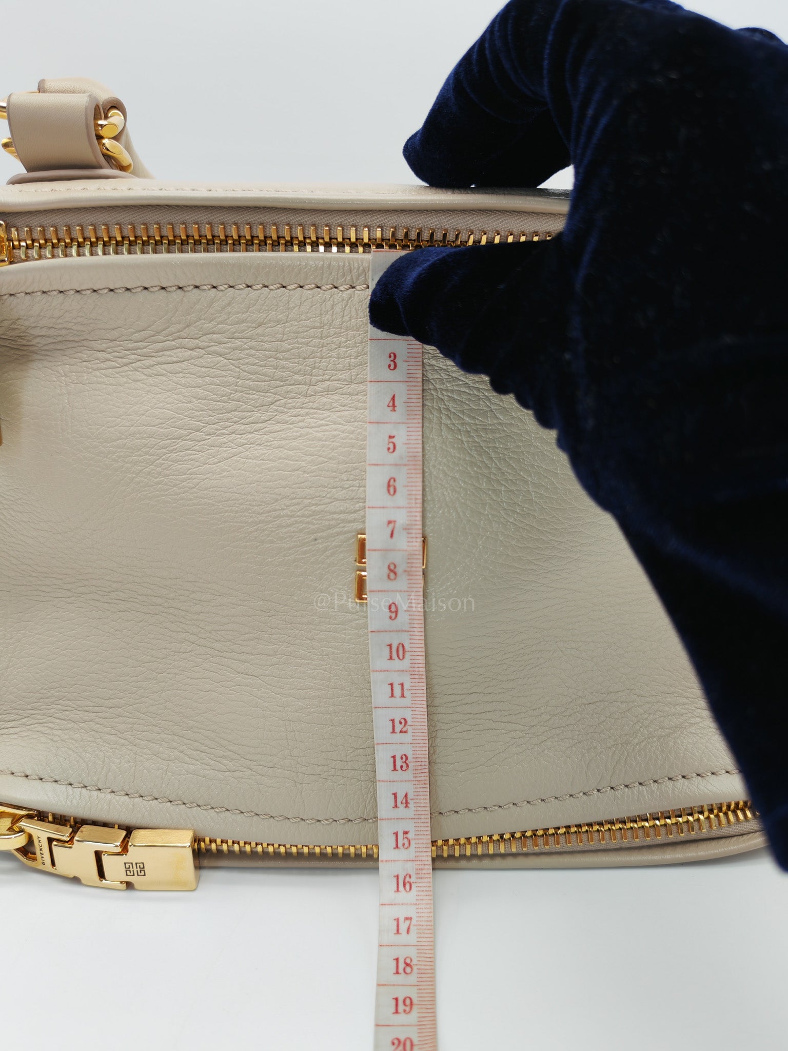 Pandora Bag Small in Beige Calfskin Leather & Gold Hardware