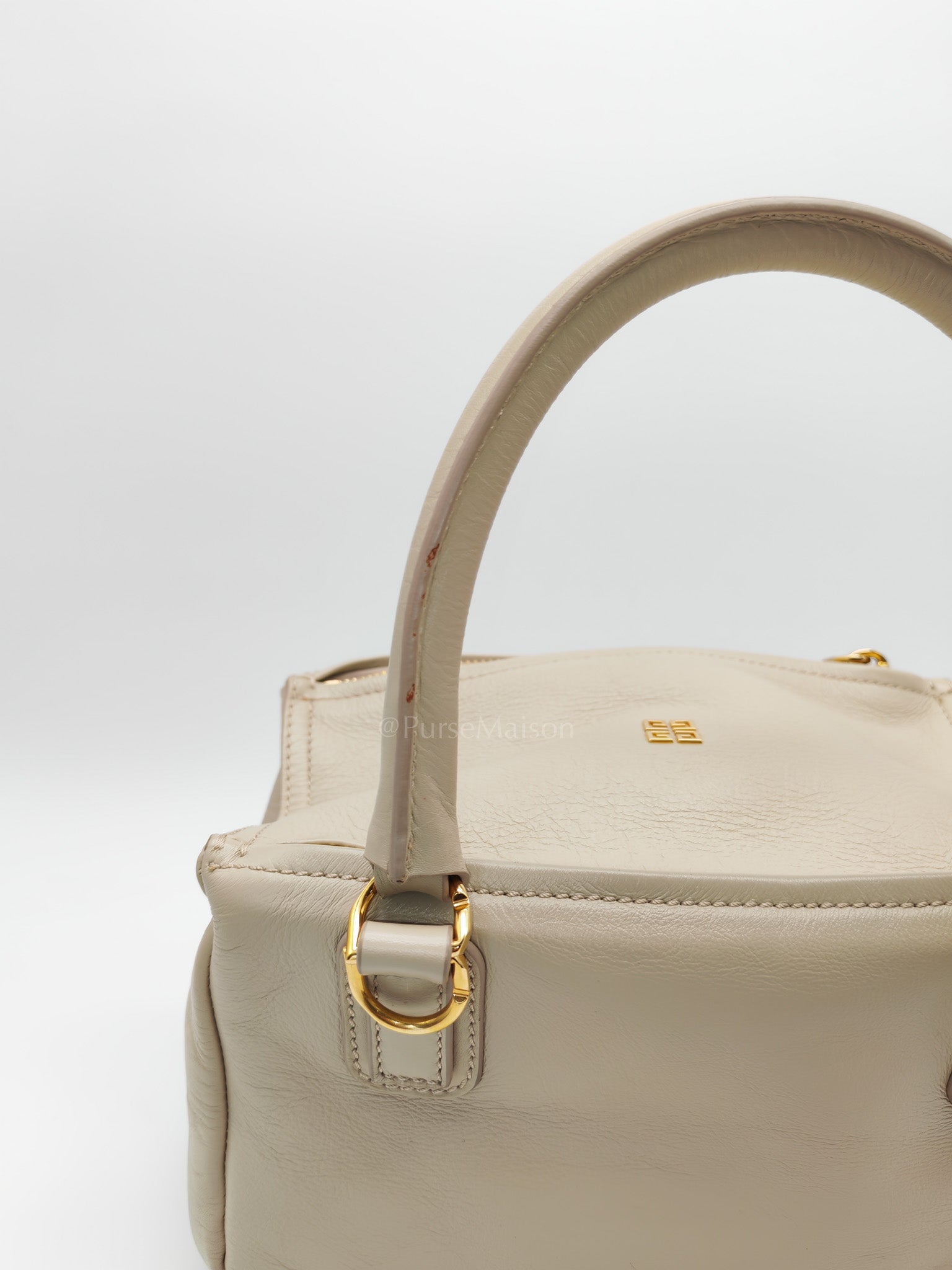 Pandora Bag Small in Beige Calfskin Leather & Gold Hardware