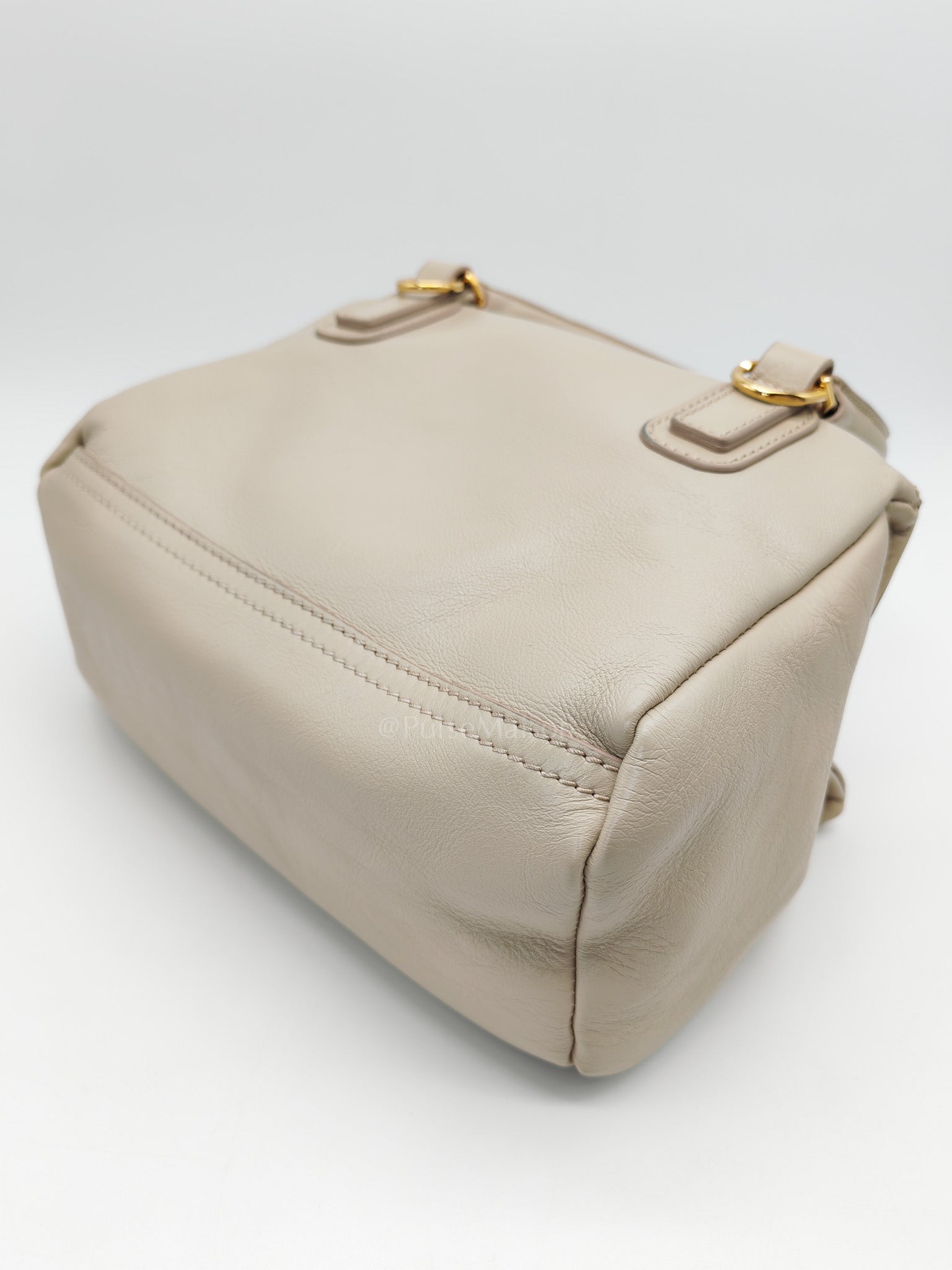 Pandora Bag Small in Beige Calfskin Leather & Gold Hardware