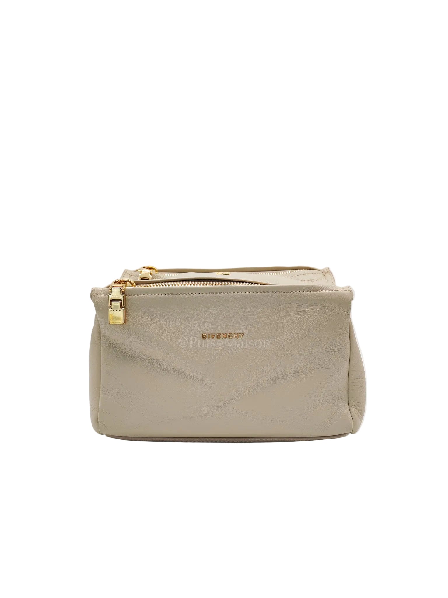Pandora Bag Small in Beige Calfskin Leather & Gold Hardware