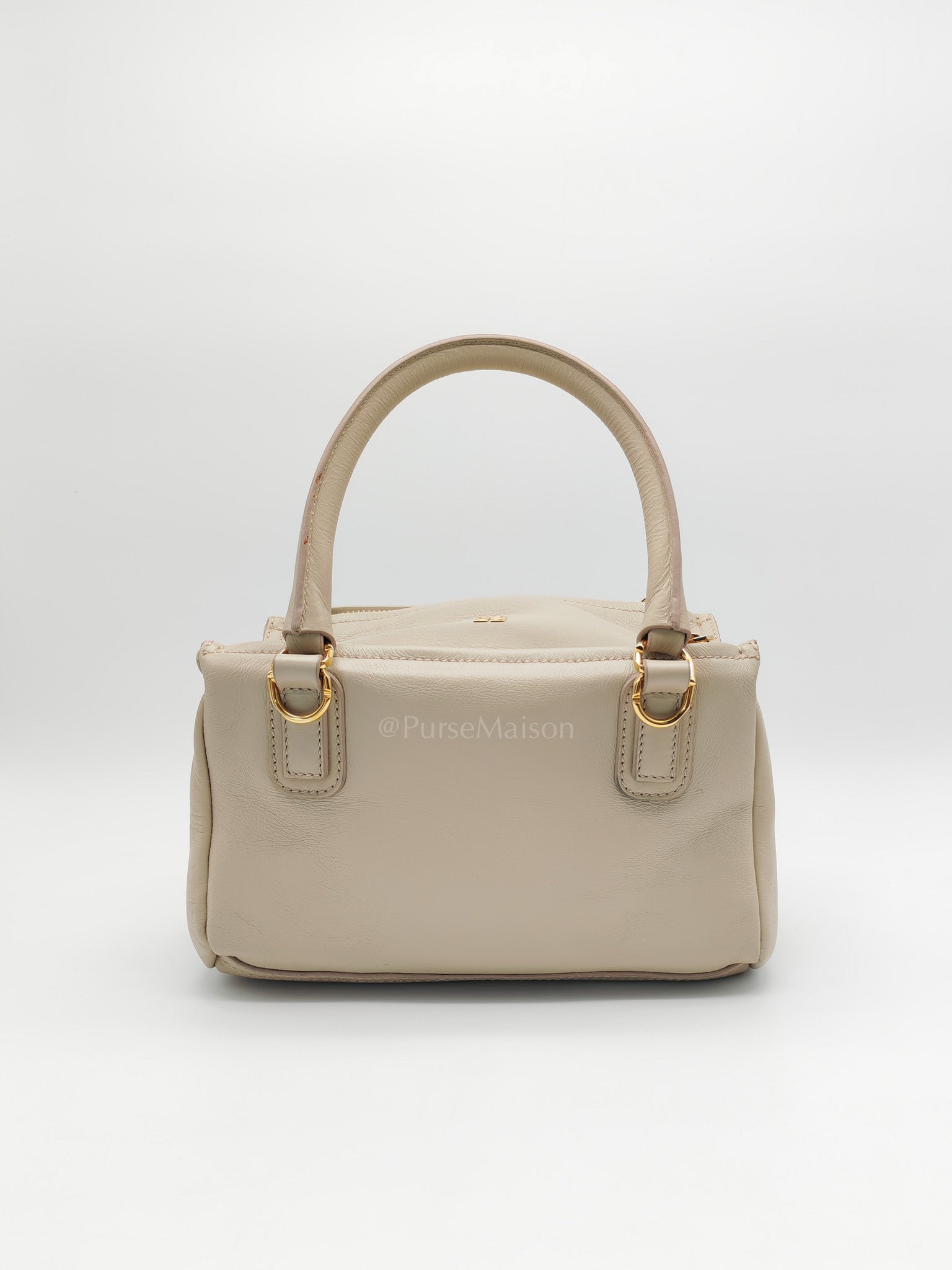 Pandora Bag Small in Beige Calfskin Leather & Gold Hardware