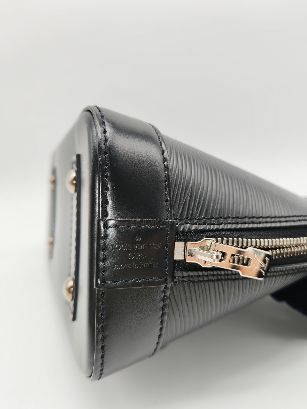 Louis Vuitton Alma BB in Black Epi Leather Silver Hardware (Date Code: AA1139) | Purse Maison Luxury Bags Shop