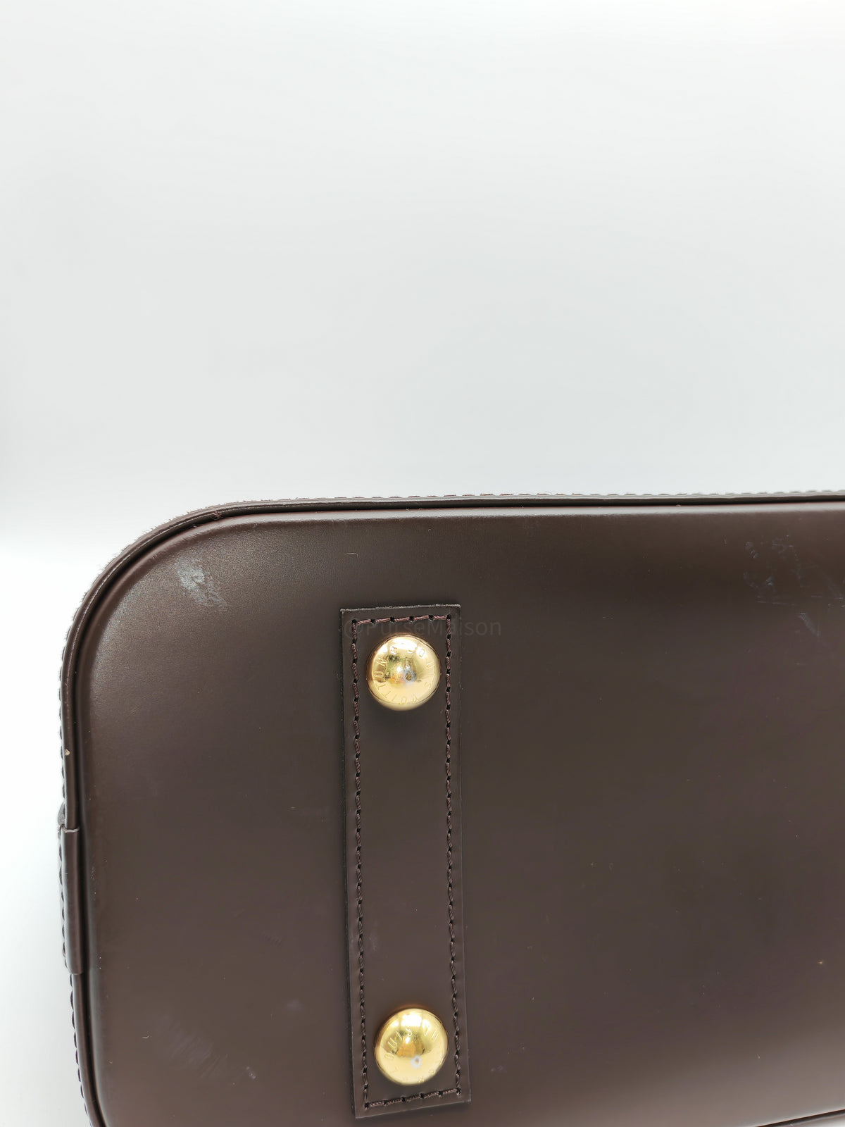 Louis Vuitton Alma PM in Damier Ebene Canvas and Gold Hardware (Datecode: AR2260) | Purse Maison Luxury Bags Shop