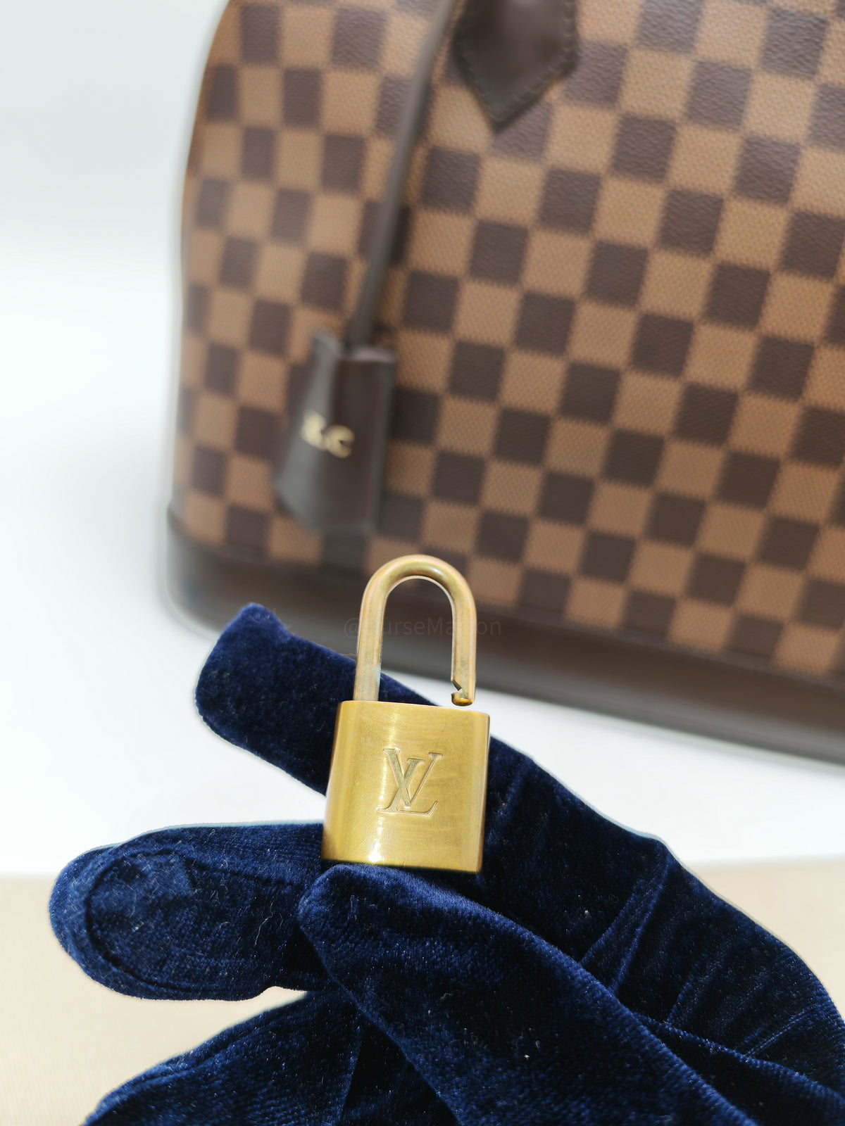 Louis Vuitton Alma PM in Damier Ebene Canvas and Gold Hardware (Datecode: AR2260) | Purse Maison Luxury Bags Shop