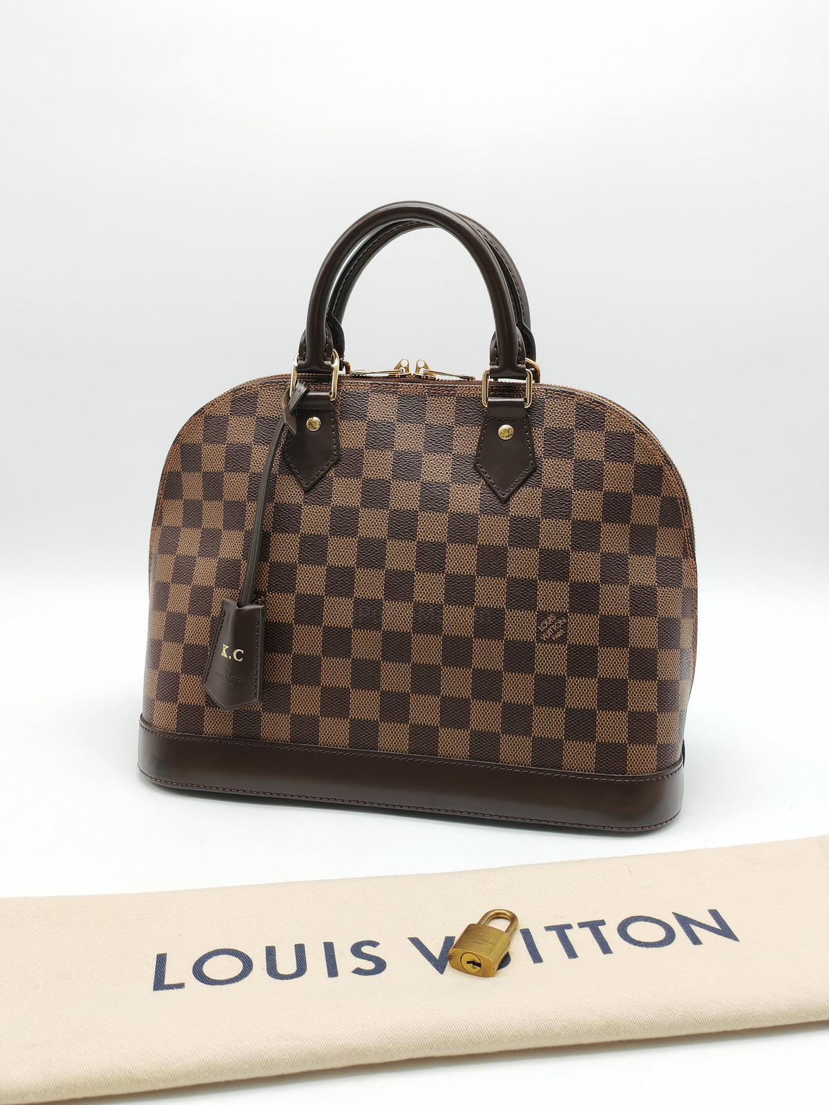 Louis Vuitton Alma PM in Damier Ebene Canvas and Gold Hardware (Datecode: AR2260) | Purse Maison Luxury Bags Shop