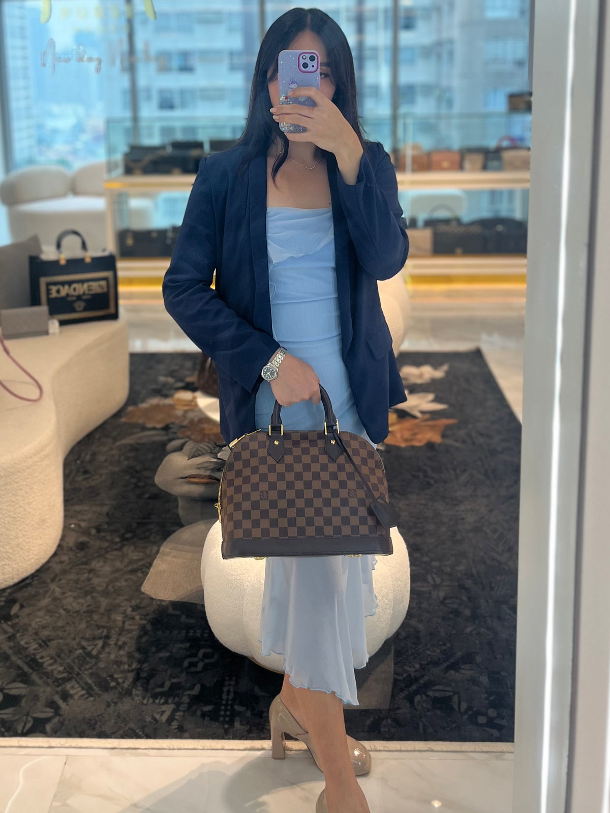 Alma PM in Damier Ebene Canvas (No Strap) (Microchip) | Purse Maison Luxury Bags Shop