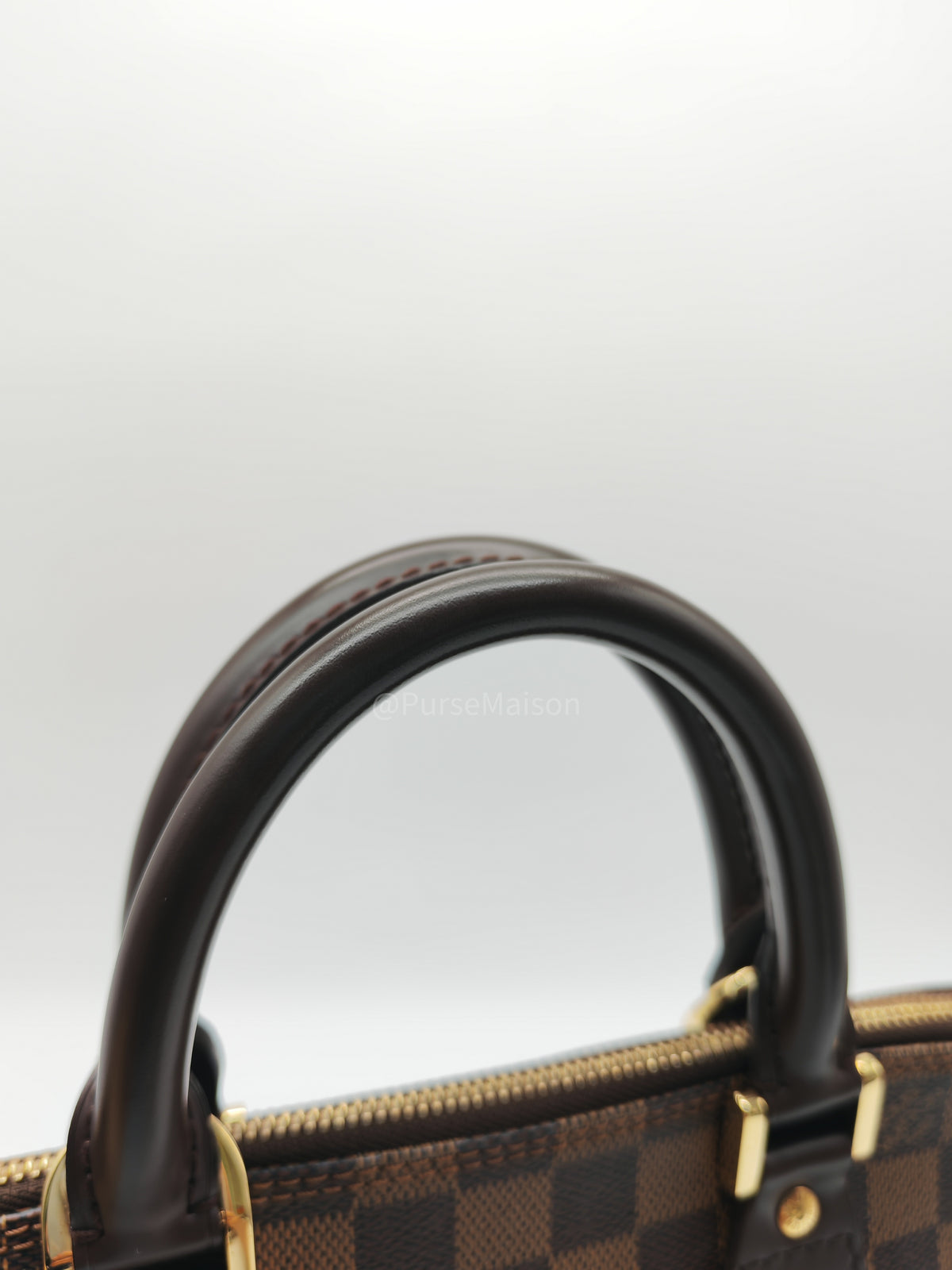 Louis Vuitton Alma PM in Damier Ebene Canvas and Gold Hardware (Datecode: FL0025) | Purse Maison Luxury Bags Shop