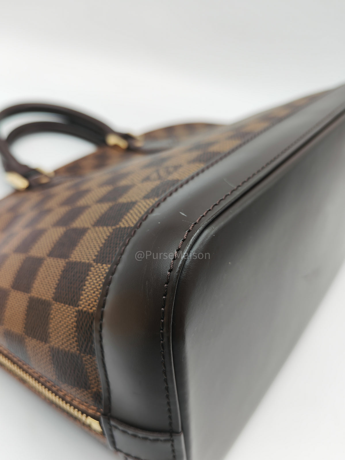 Louis Vuitton Alma PM in Damier Ebene Canvas and Gold Hardware (Datecode: FL0025) | Purse Maison Luxury Bags Shop