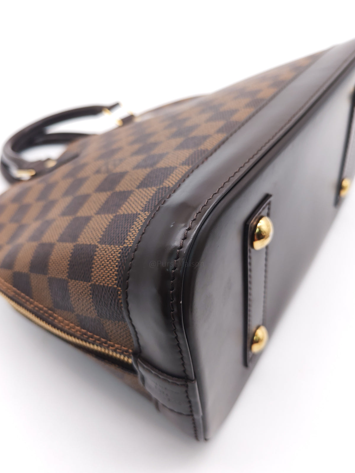 Louis Vuitton Alma PM in Damier Ebene Canvas and Gold Hardware (Datecode: FL3170) | Purse Maison Luxury Bags Shop