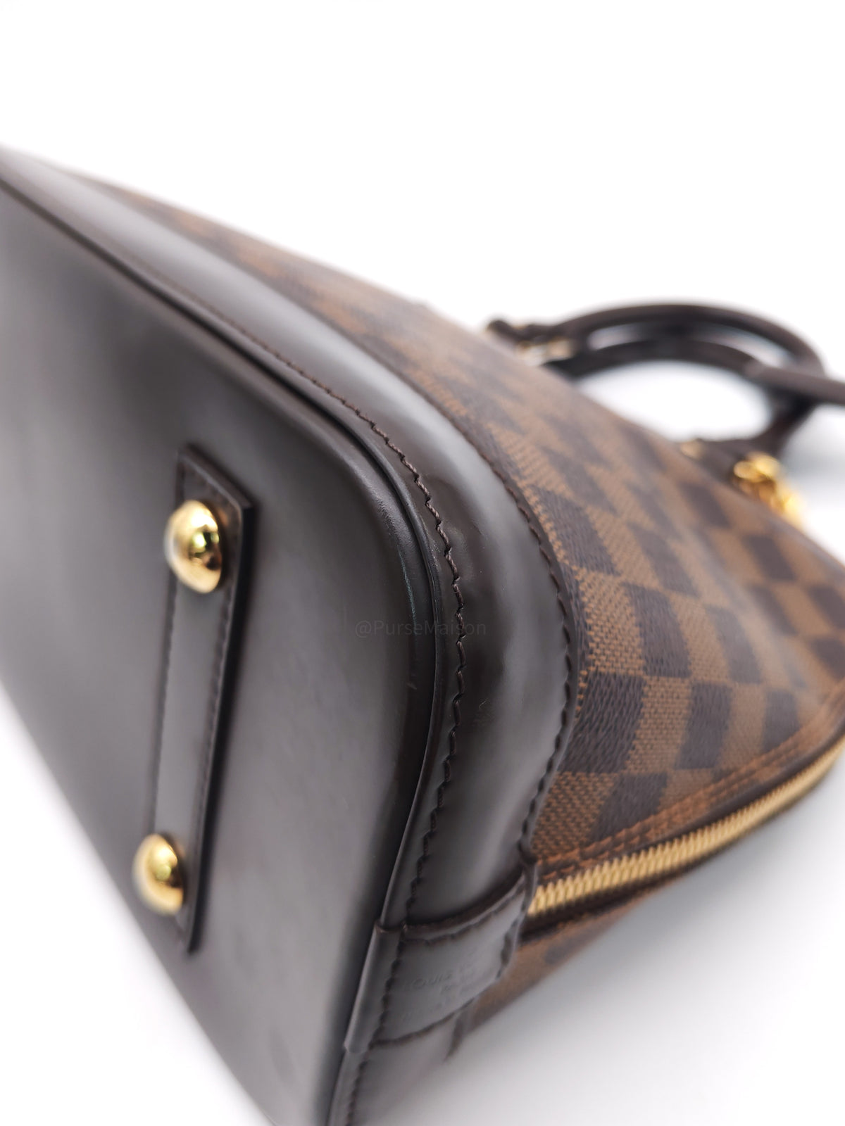 Louis Vuitton Alma PM in Damier Ebene Canvas and Gold Hardware (Datecode: FL3170) | Purse Maison Luxury Bags Shop