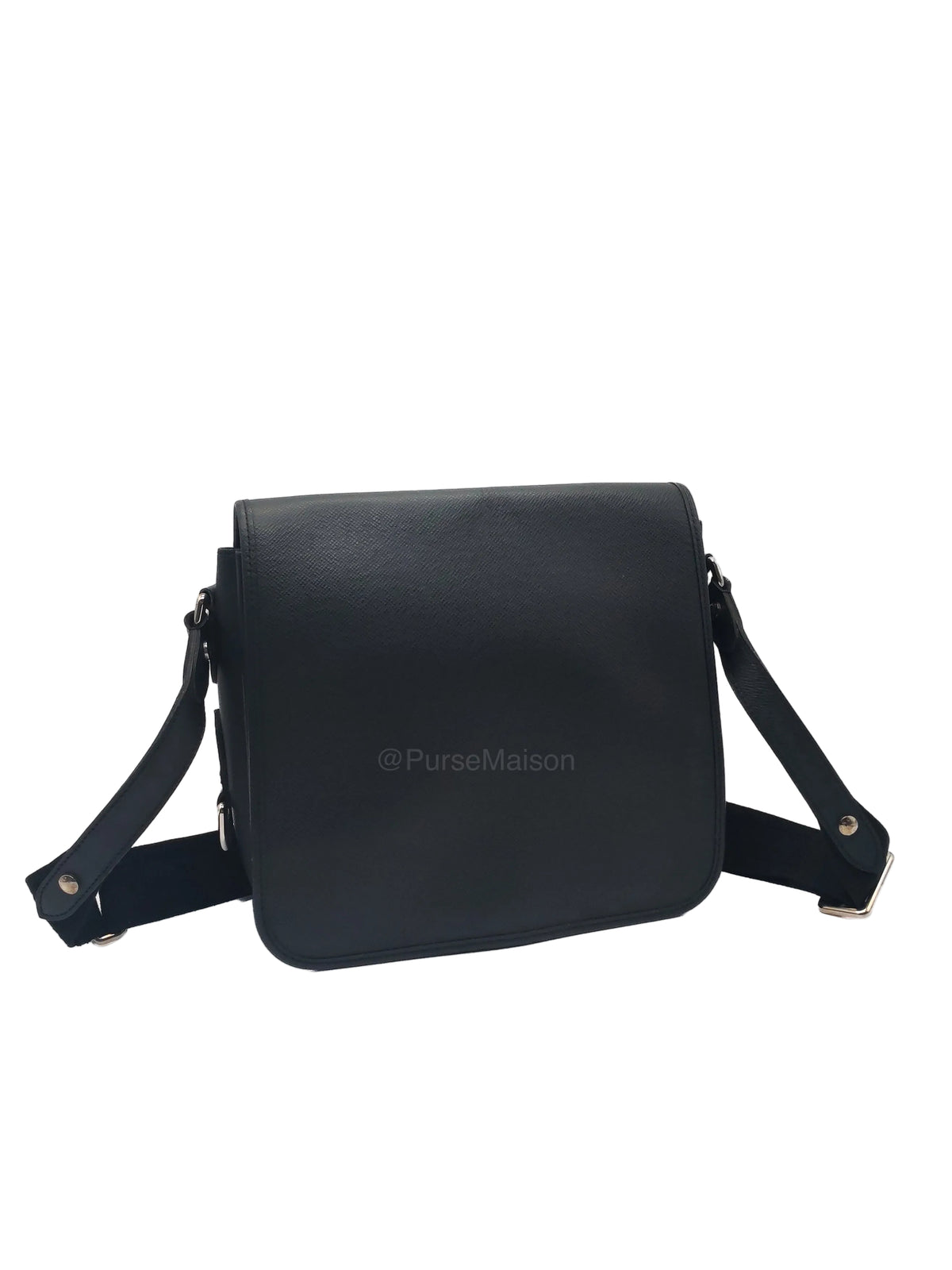 Louis Vuitton Andrei Messenger Bag in Black Taiga Leather and Silver Hardware (Datecode: BA2008) | Purse Maison Luxury Bags Shop