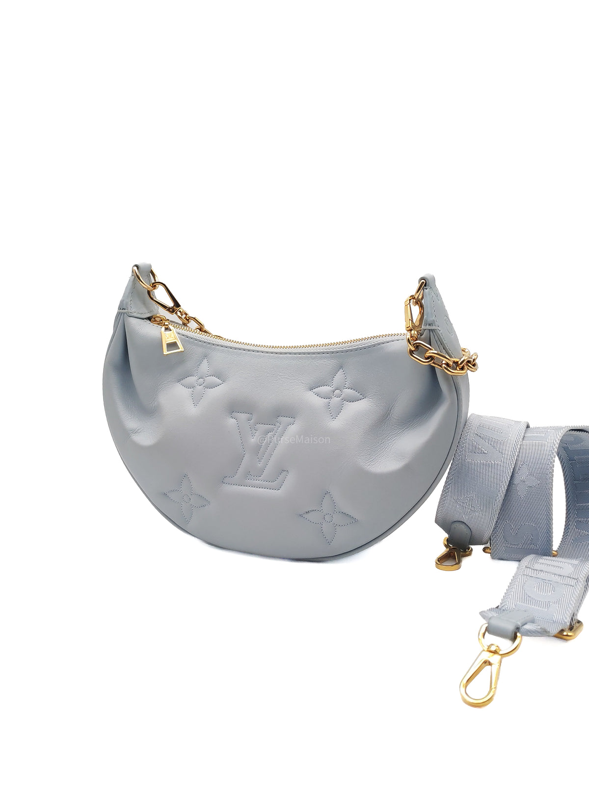 Louis Vuitton Bubblegram Over The Moon Shoulder Bag in Glacier Blue Calfskin Leather and Gold Hardware Microchip | Purse Maison Luxury Bags Shop