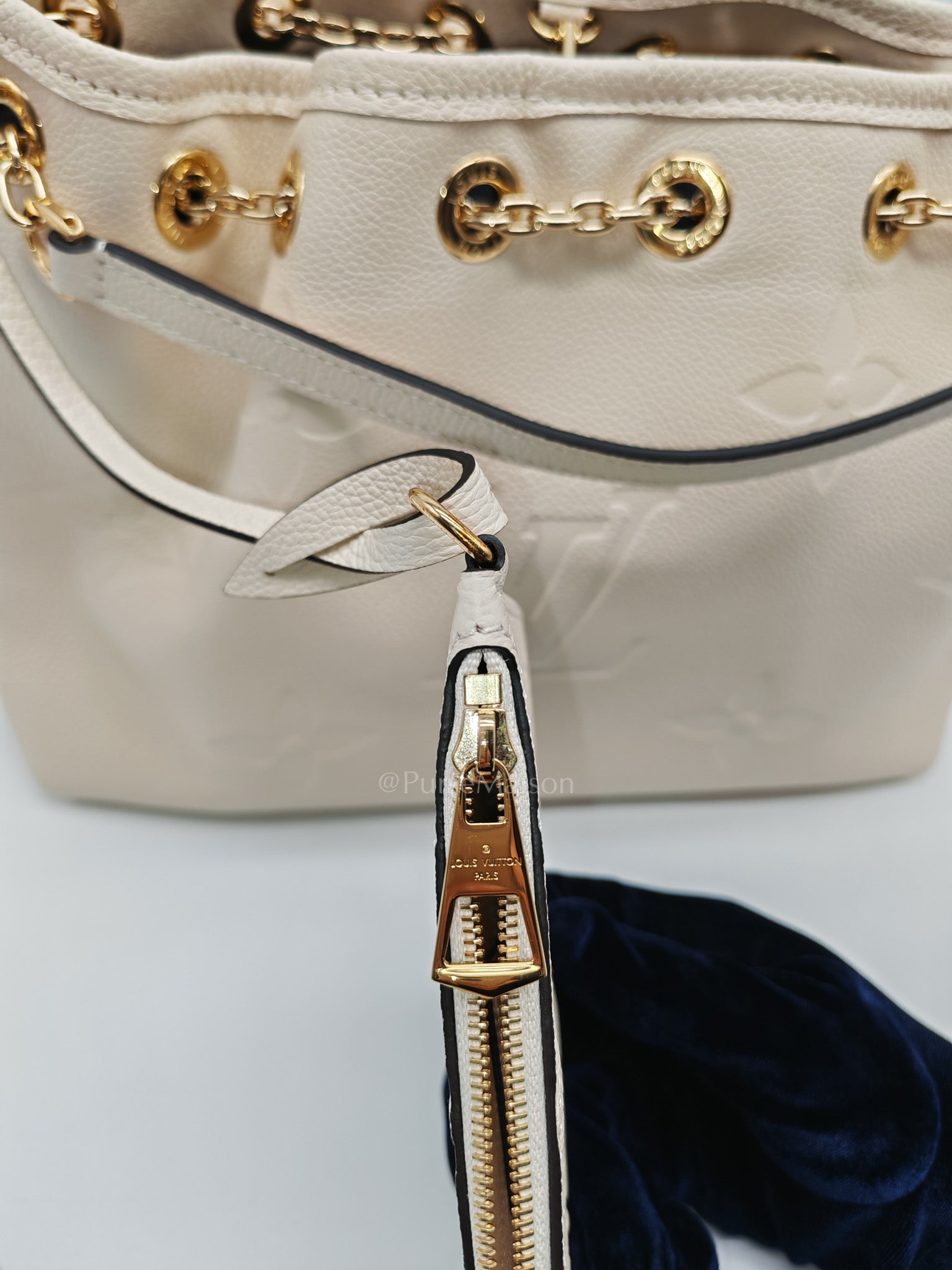Louis Vuitton Bundle Bag in Cream Monogram Empreinte Giant and Gold Hardware Microchip | Purse Maison Luxury Bags Shop