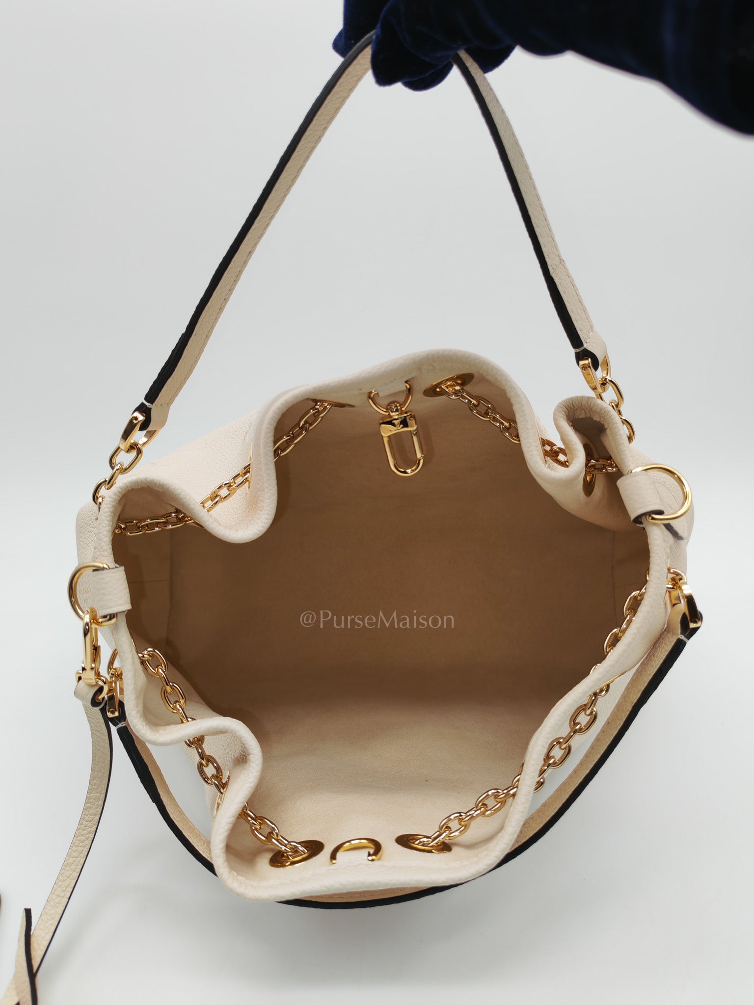 Louis Vuitton Bundle Bag in Cream Monogram Empreinte Giant and Gold Hardware Microchip | Purse Maison Luxury Bags Shop