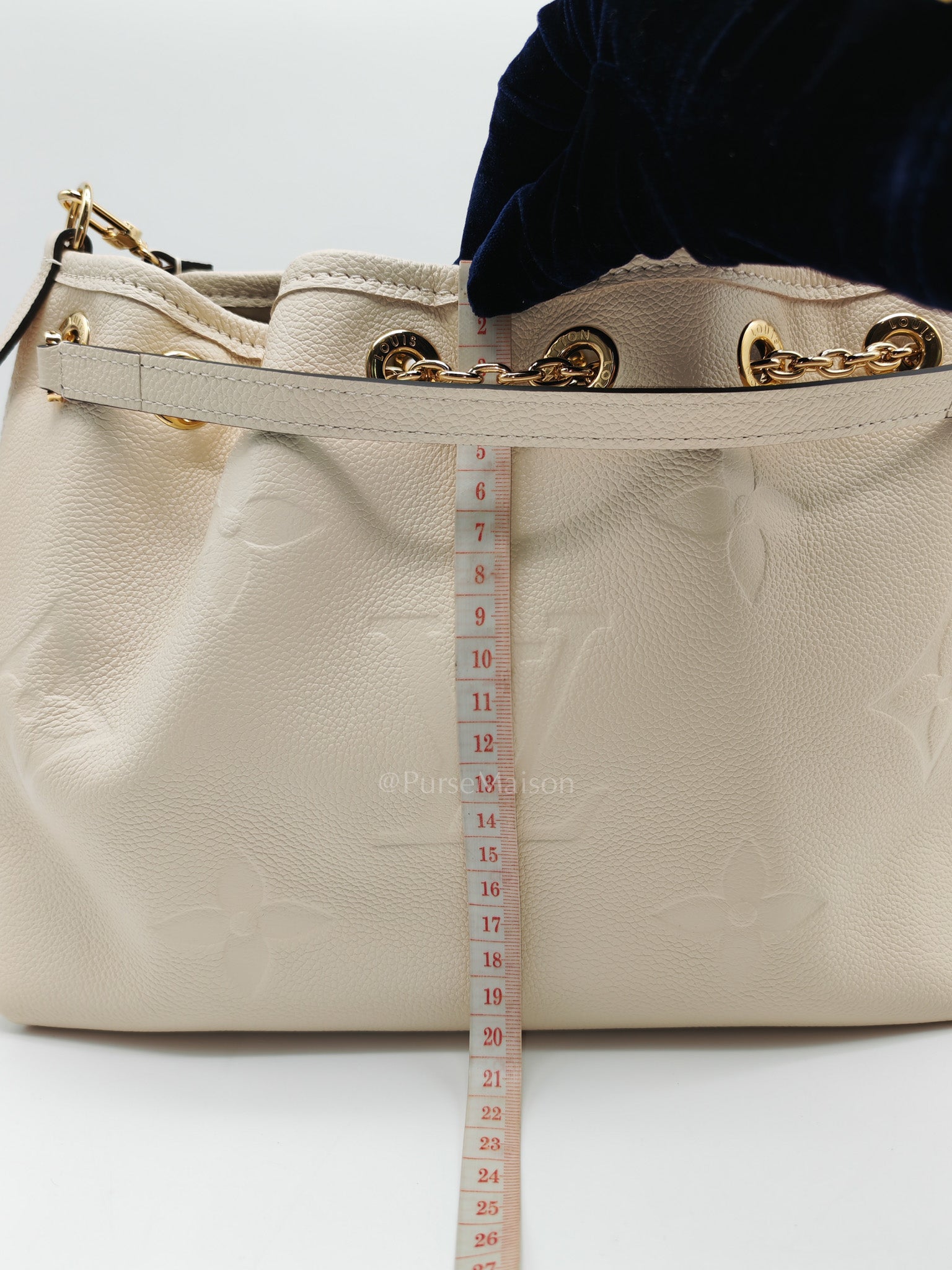 Louis Vuitton Bundle Bag in Cream Monogram Empreinte Giant and Gold Hardware Microchip | Purse Maison Luxury Bags Shop