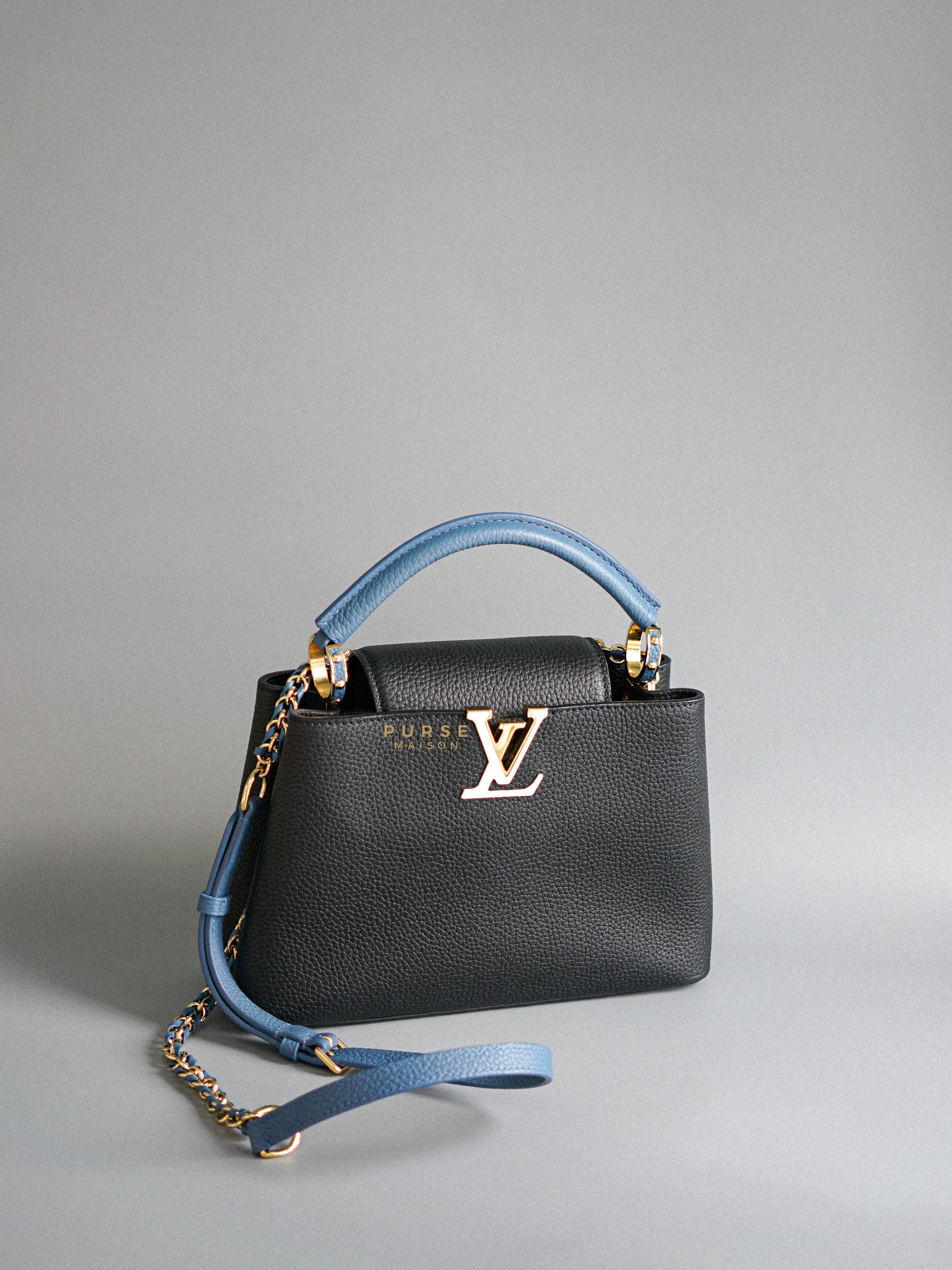 Louis Vuitton Capucines BB Black/Blue Taurillon Leather (Microchip) | Purse Maison Luxury Bags Shop