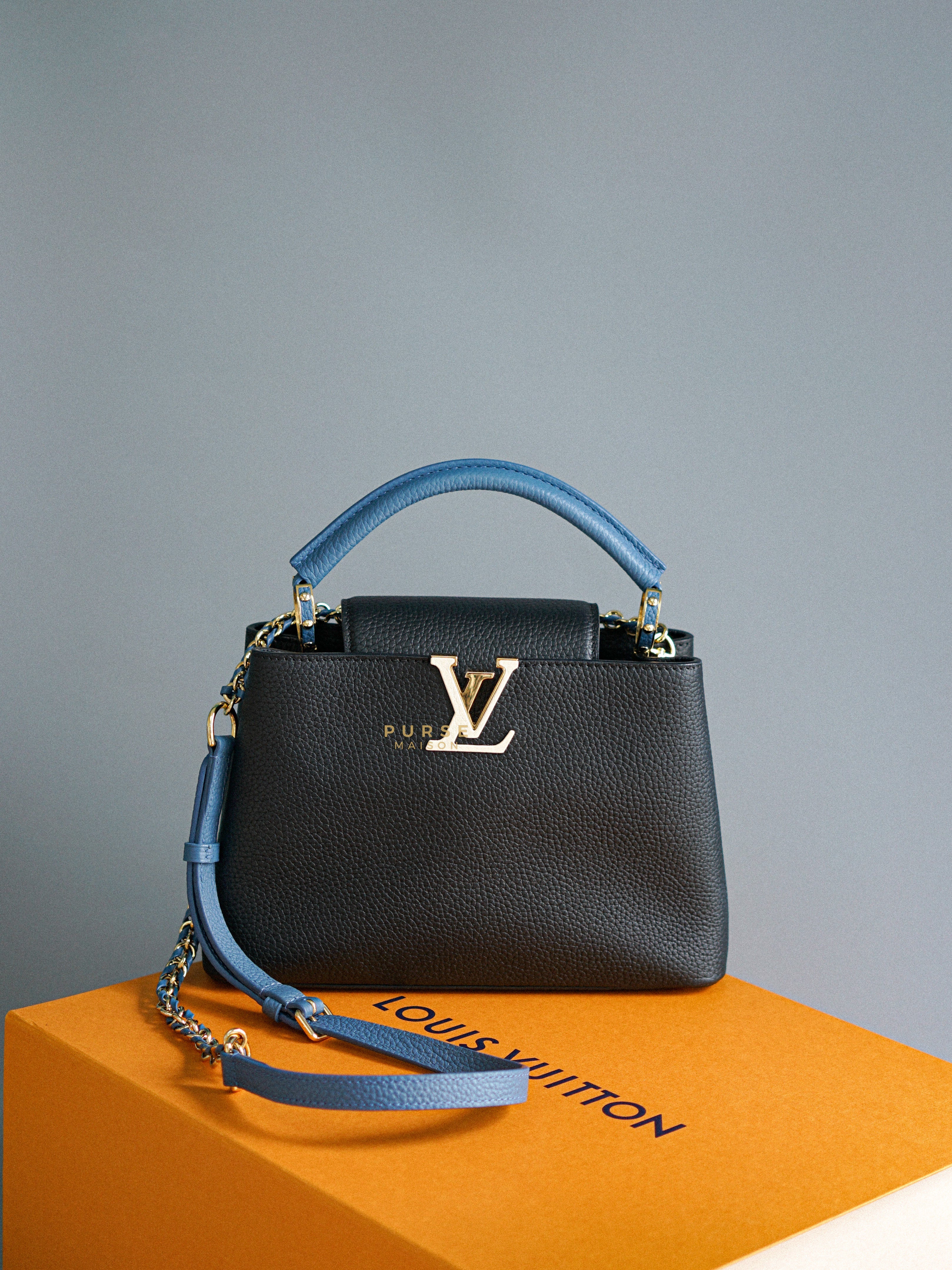 Louis Vuitton Capucines BB Black/Blue Taurillon Leather (Microchip) | Purse Maison Luxury Bags Shop