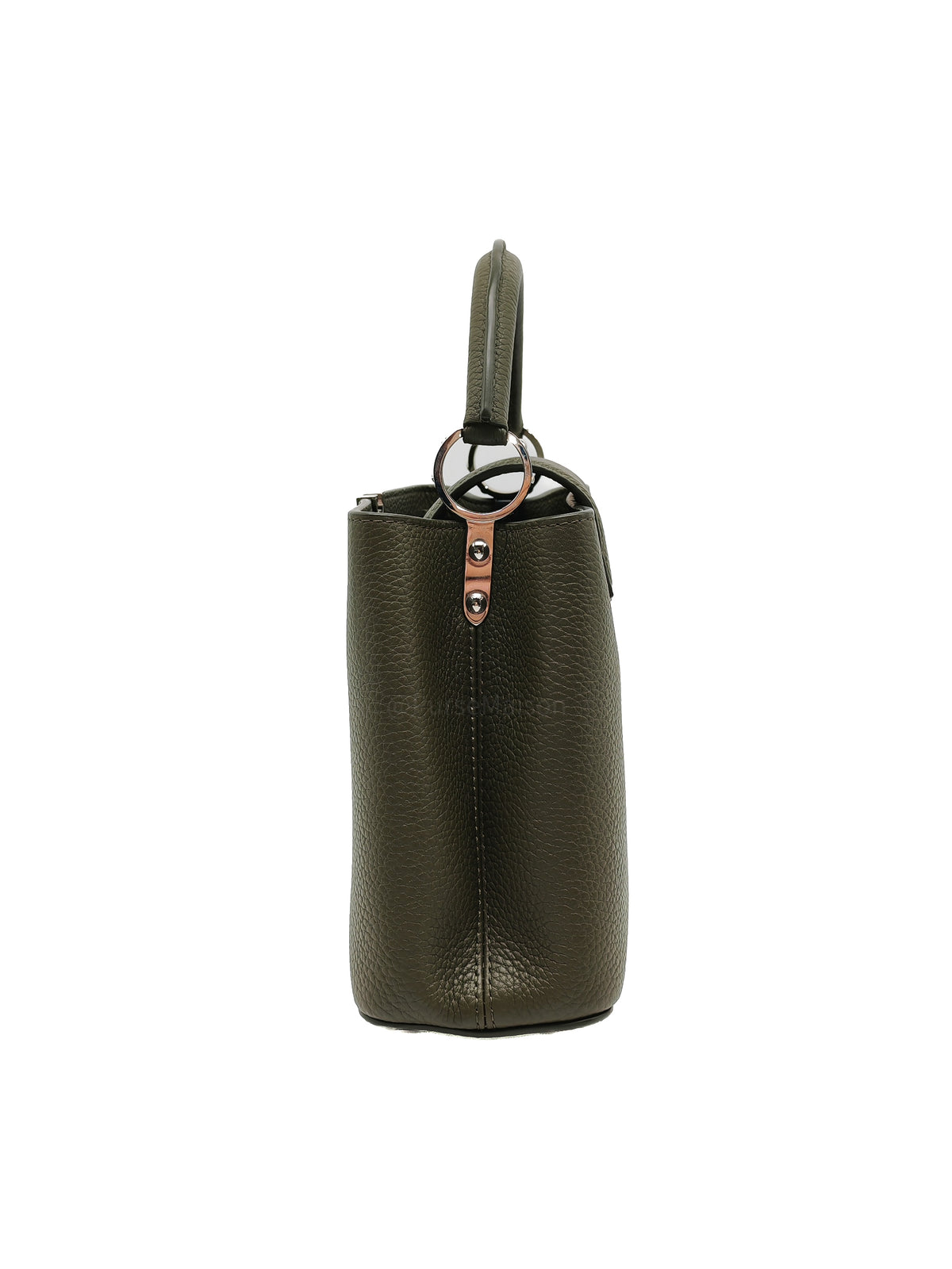 Louis Vuitton Capucines BB in Khaki Green Taurillon Leather and Silver Hardware Microchip | Purse Maison Luxury Bags Shop