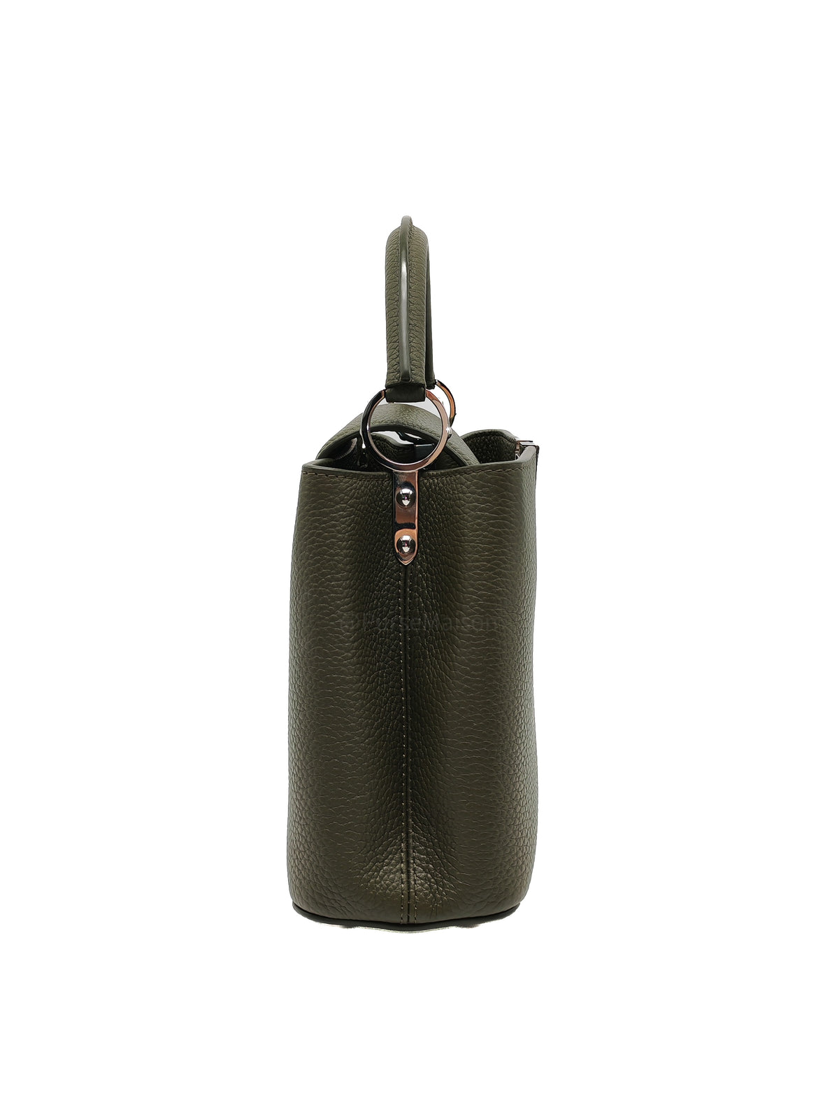Louis Vuitton Capucines BB in Khaki Green Taurillon Leather and Silver Hardware Microchip | Purse Maison Luxury Bags Shop