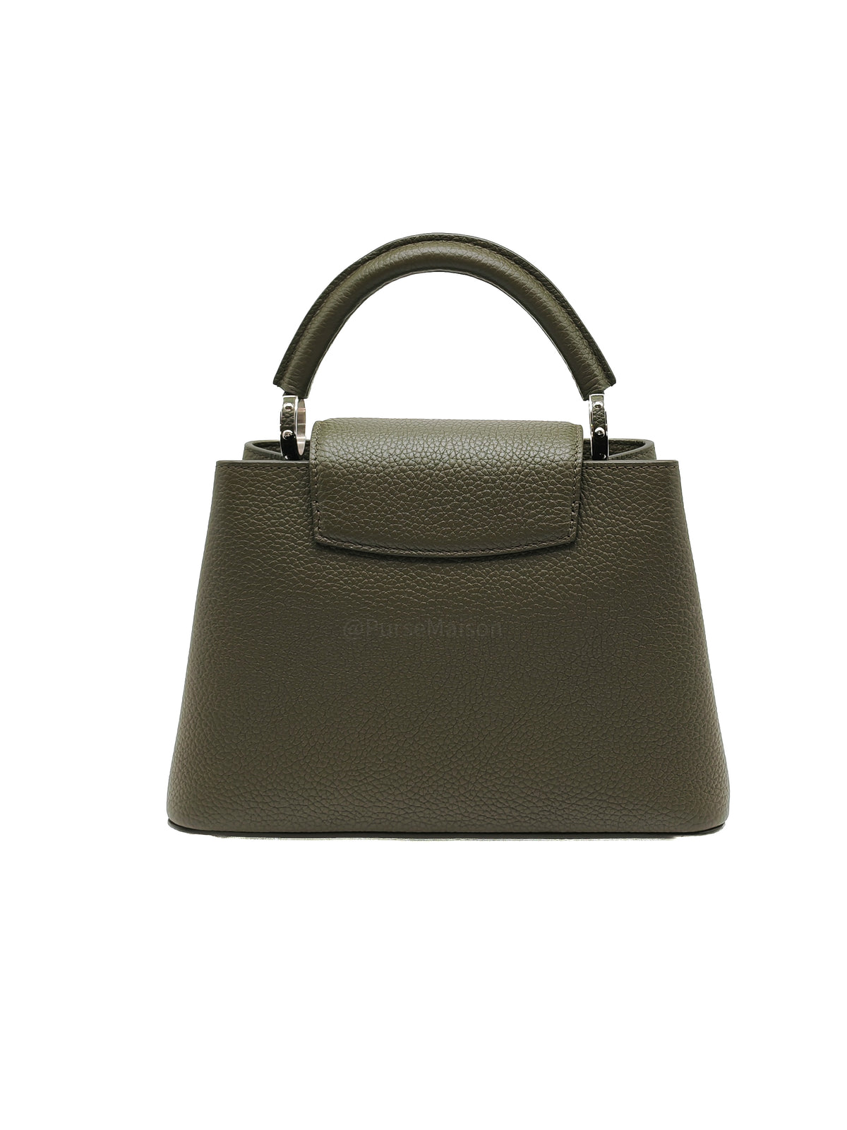 Louis Vuitton Capucines BB in Khaki Green Taurillon Leather and Silver Hardware Microchip | Purse Maison Luxury Bags Shop