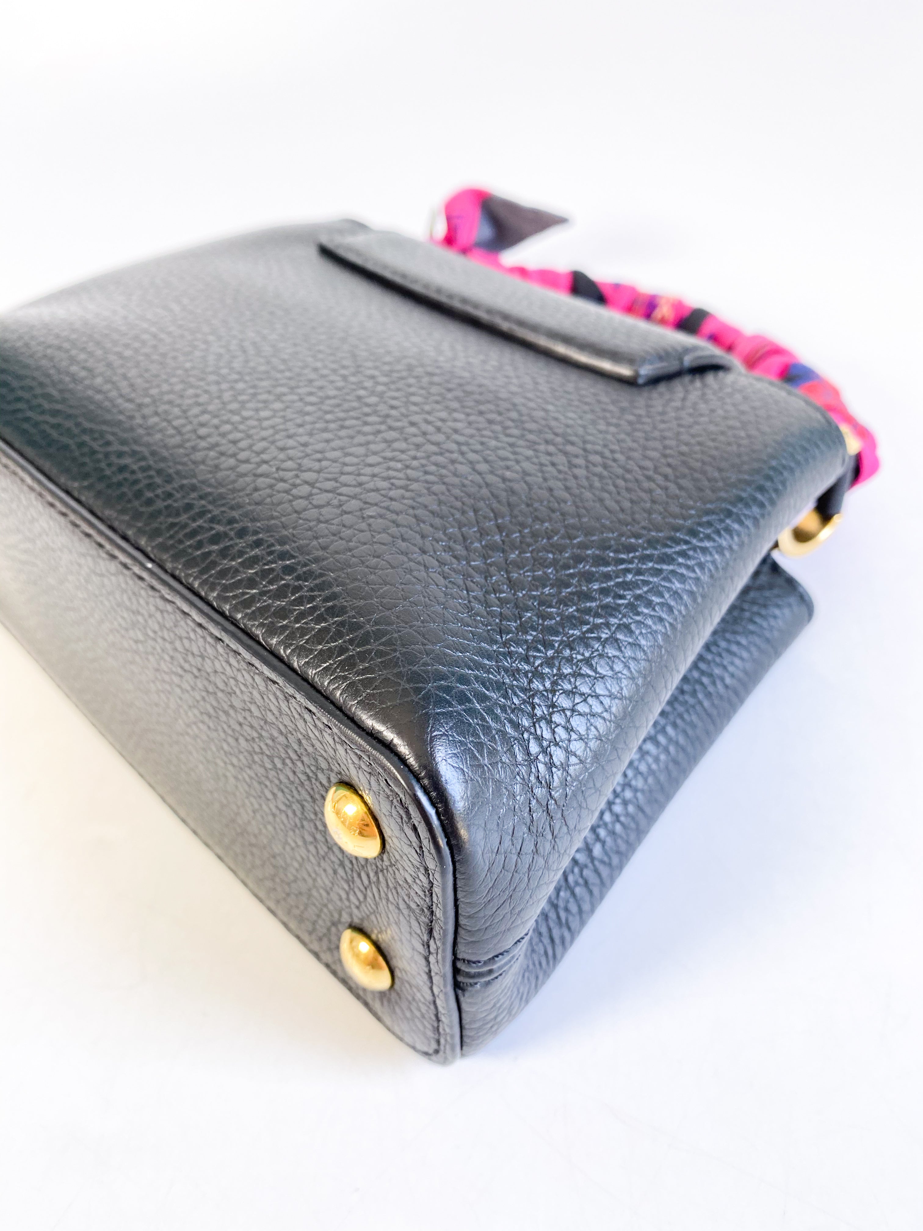 Louis Vuitton Capucines Mini Black Taurillon Leather Bag (Date Code: AR0291)