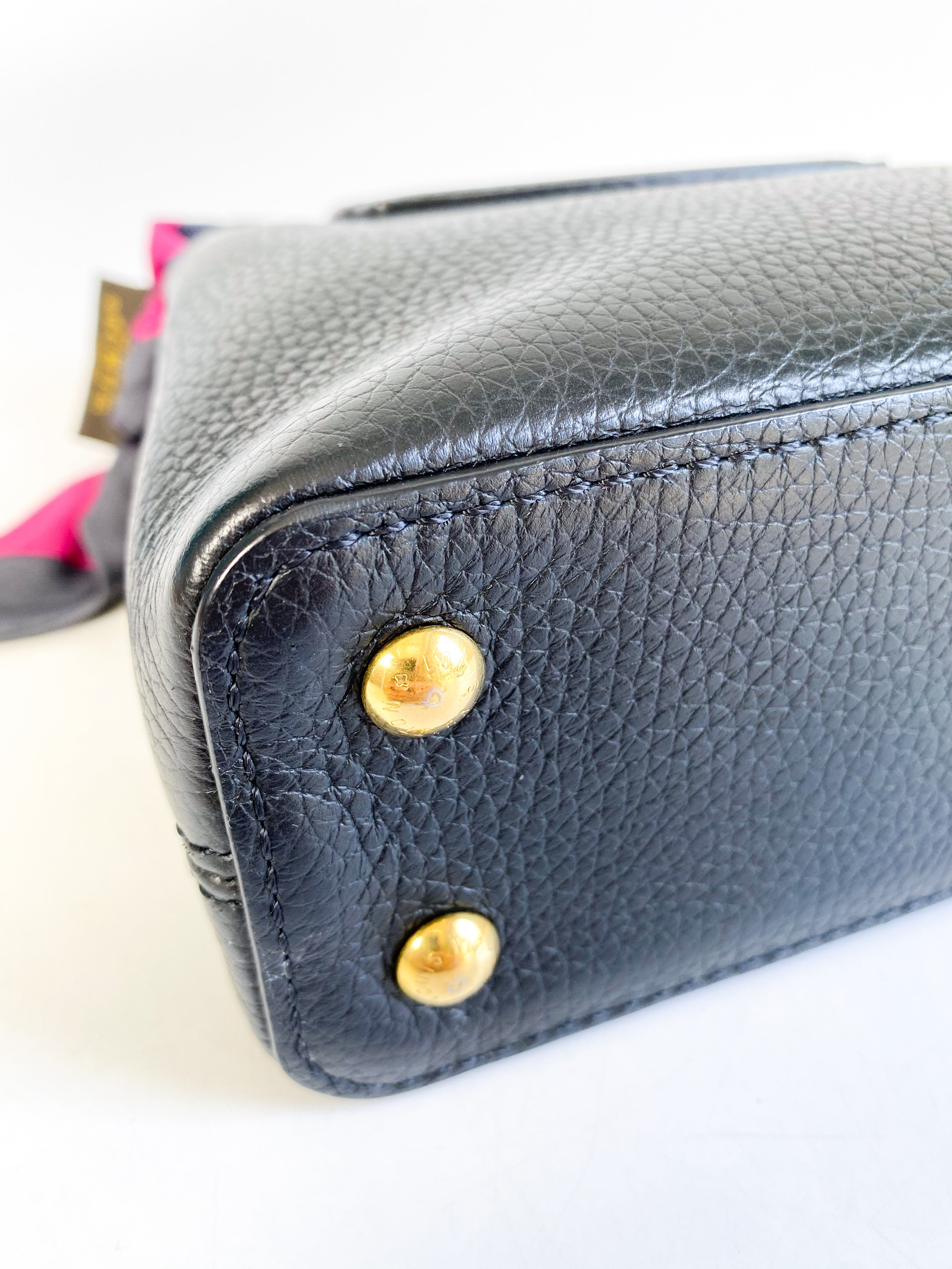 Louis Vuitton Capucines Mini Black Taurillon Leather Bag (Date Code: AR0291)