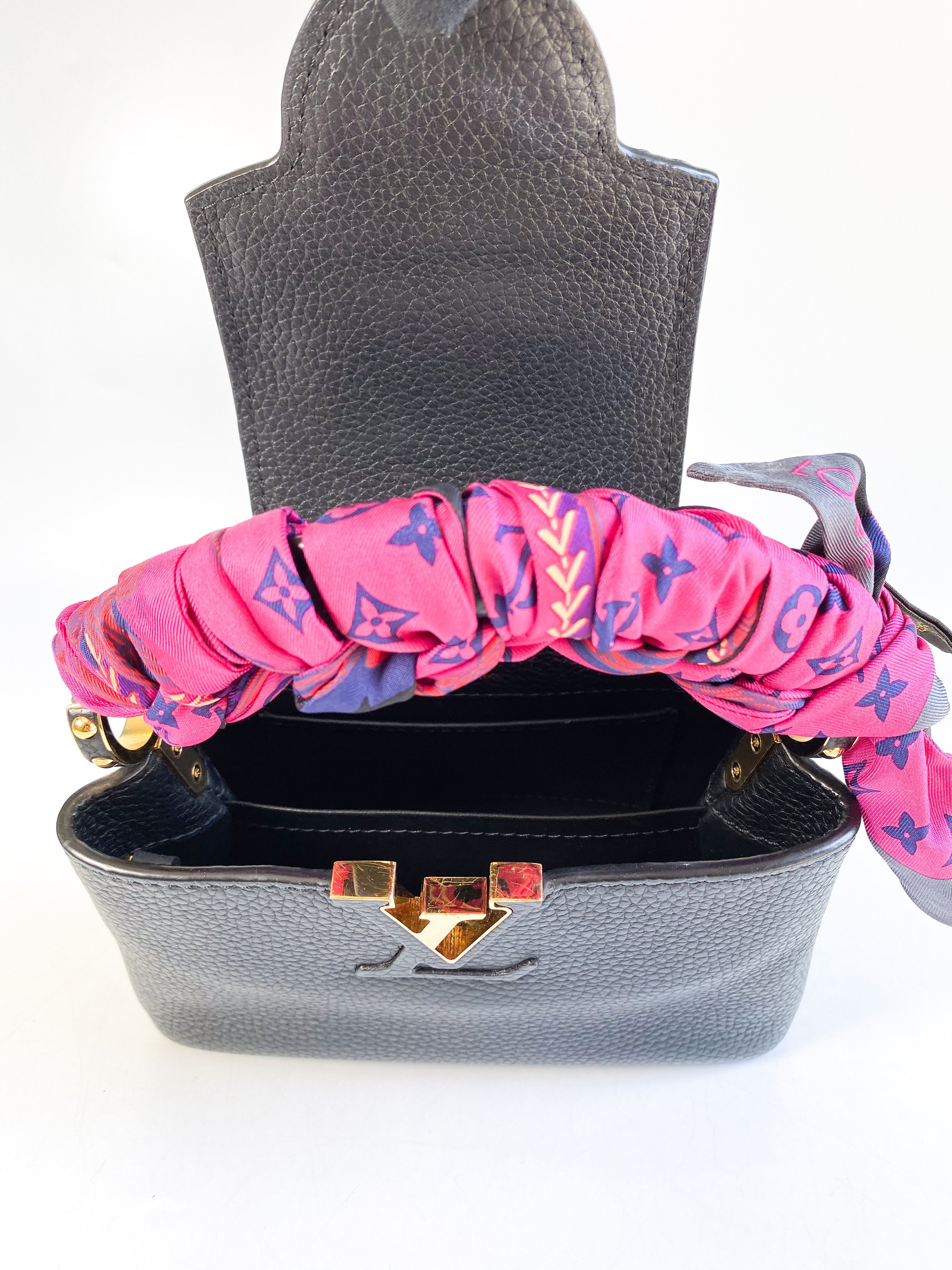 Louis Vuitton Capucines Mini Black Taurillon Leather Bag (Date Code: AR0291)