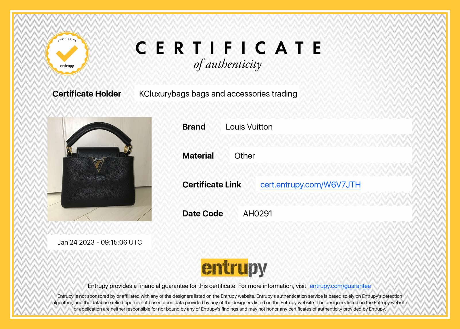 Louis Vuitton Capucines Mini Black Taurillon Leather Bag (Date Code: AR0291)