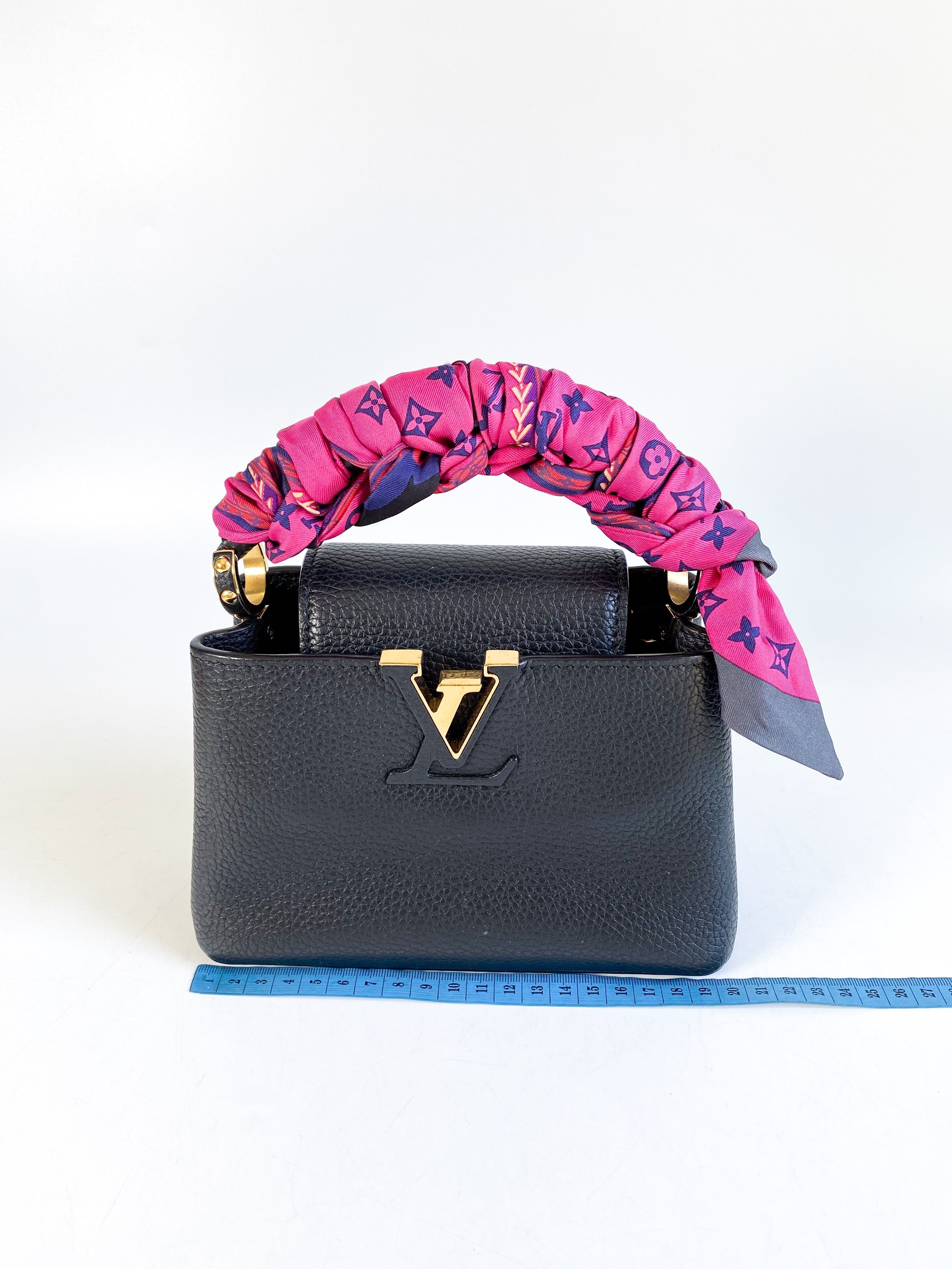 Louis Vuitton Capucines Mini Black Taurillon Leather Bag (Date Code: AR0291)