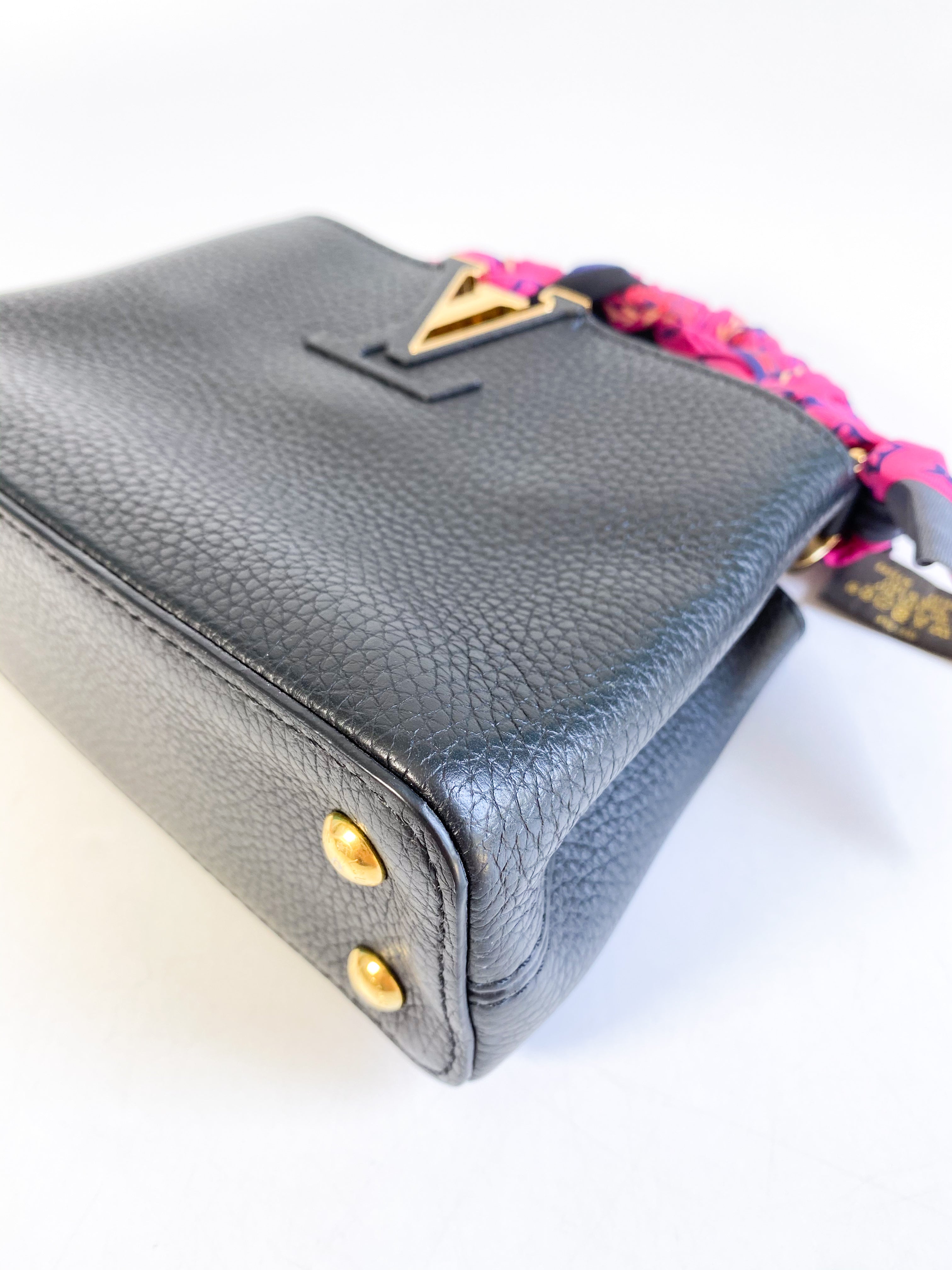 Louis Vuitton Capucines Mini Black Taurillon Leather Bag (Date Code: AR0291)