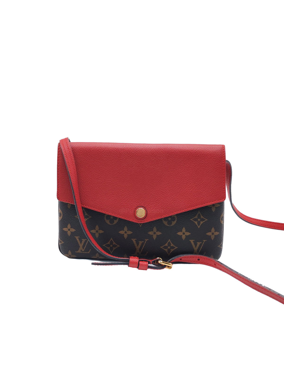 Louis Vuitton Cerise Twice Pochette Bag in Red Leather with Monogram Canvas (Date Code: AR4125) | Purse Maison Luxury Bags Shop