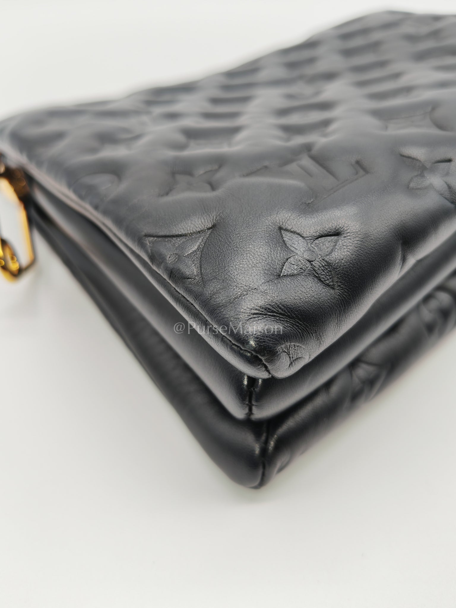 Coussin PM Black Monogram Lambskin Leather in Gold Hardware (Microchip) | Purse Maison Luxury Bags Shop