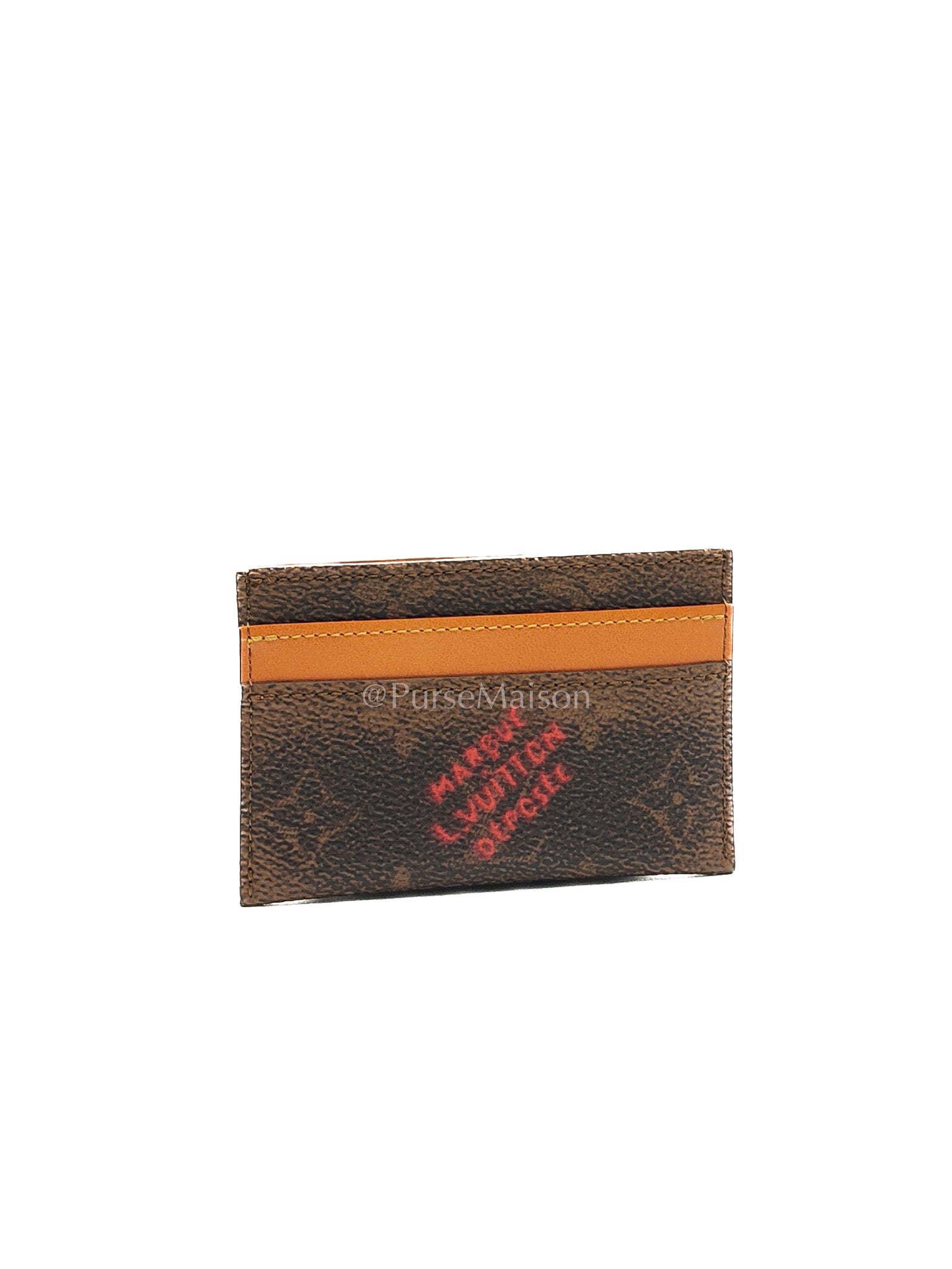 Louis Vuitton Double Card Holder in Red Graffiti Style Logo Monogram Dust Canvas | Purse Maison Luxury Bags Shop