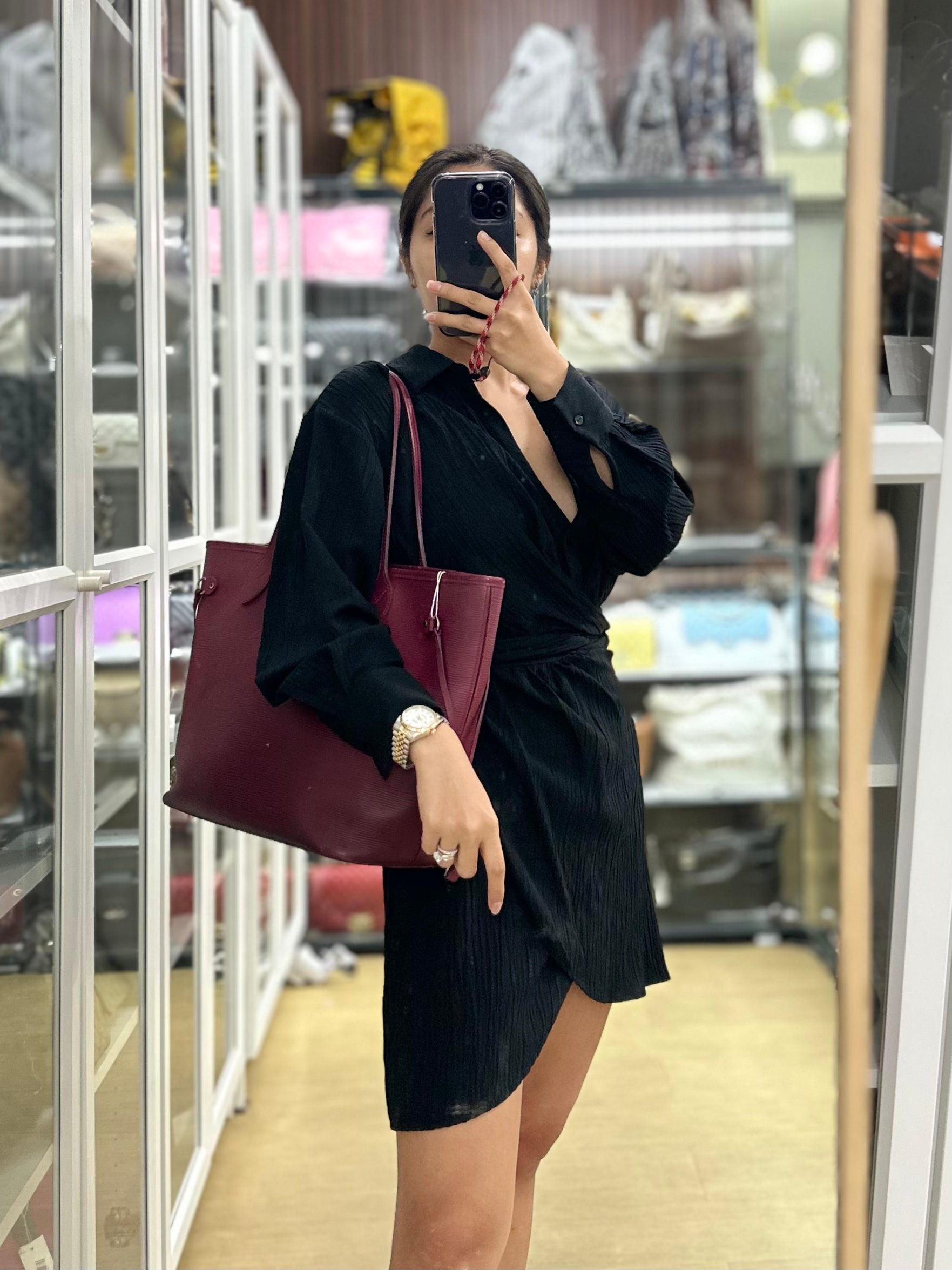 Louis Vuitton Epi Leather Neverfull Bag in Fuchsia (Date Code: FL2133) | Purse Maison Luxury Bags Shop