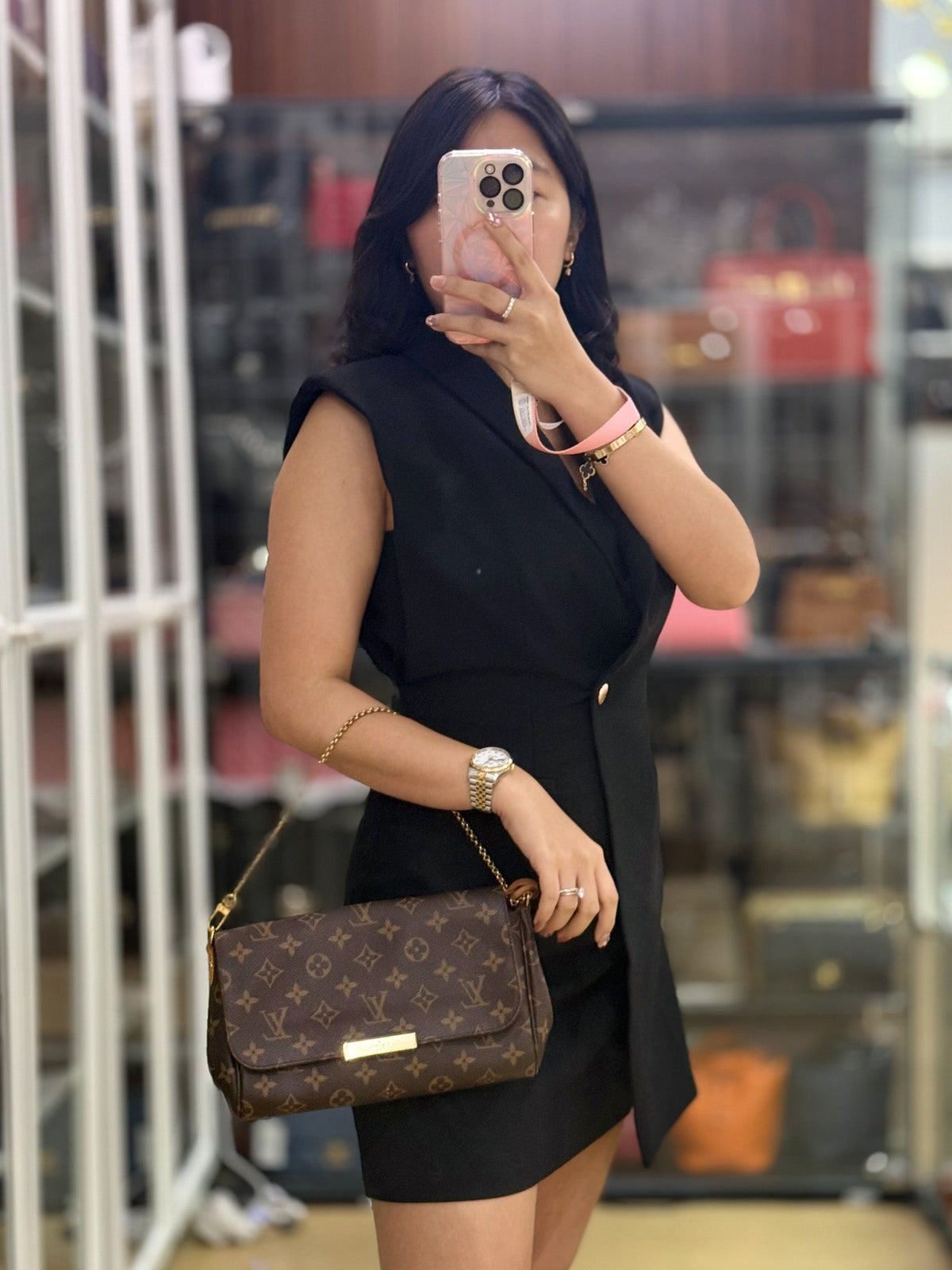 Favorite MM in Damier Ebene Canvas (Date code: DU0129) | Purse Maison Luxury Bags Shop