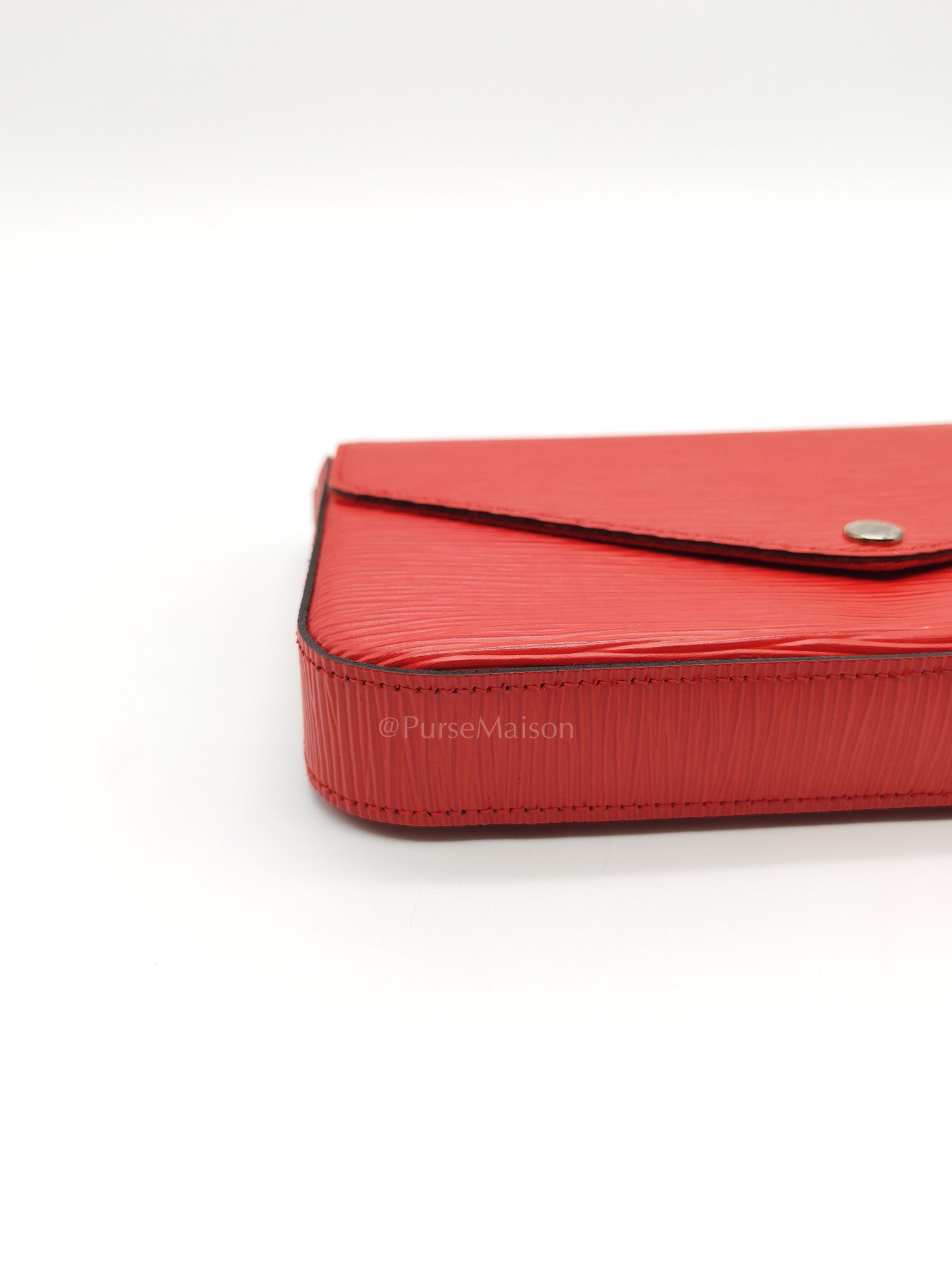 Louis Vuitton Felicie GM in Red Epi Leather Silver Hardware (Date code: TJ0117) | Purse Maison Luxury Bags Shop